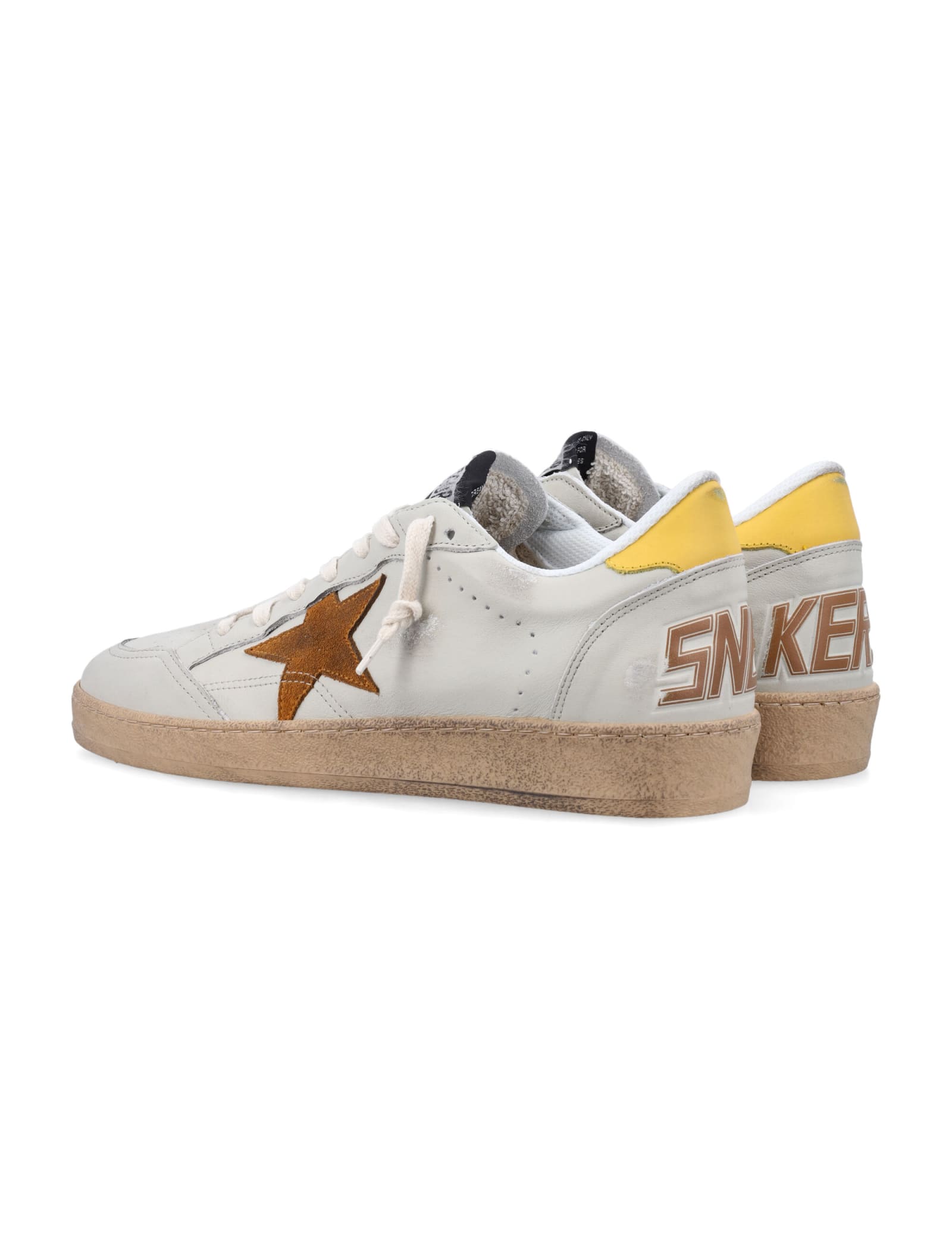 Shop Golden Goose Ballstar Sneakers In White Yellow