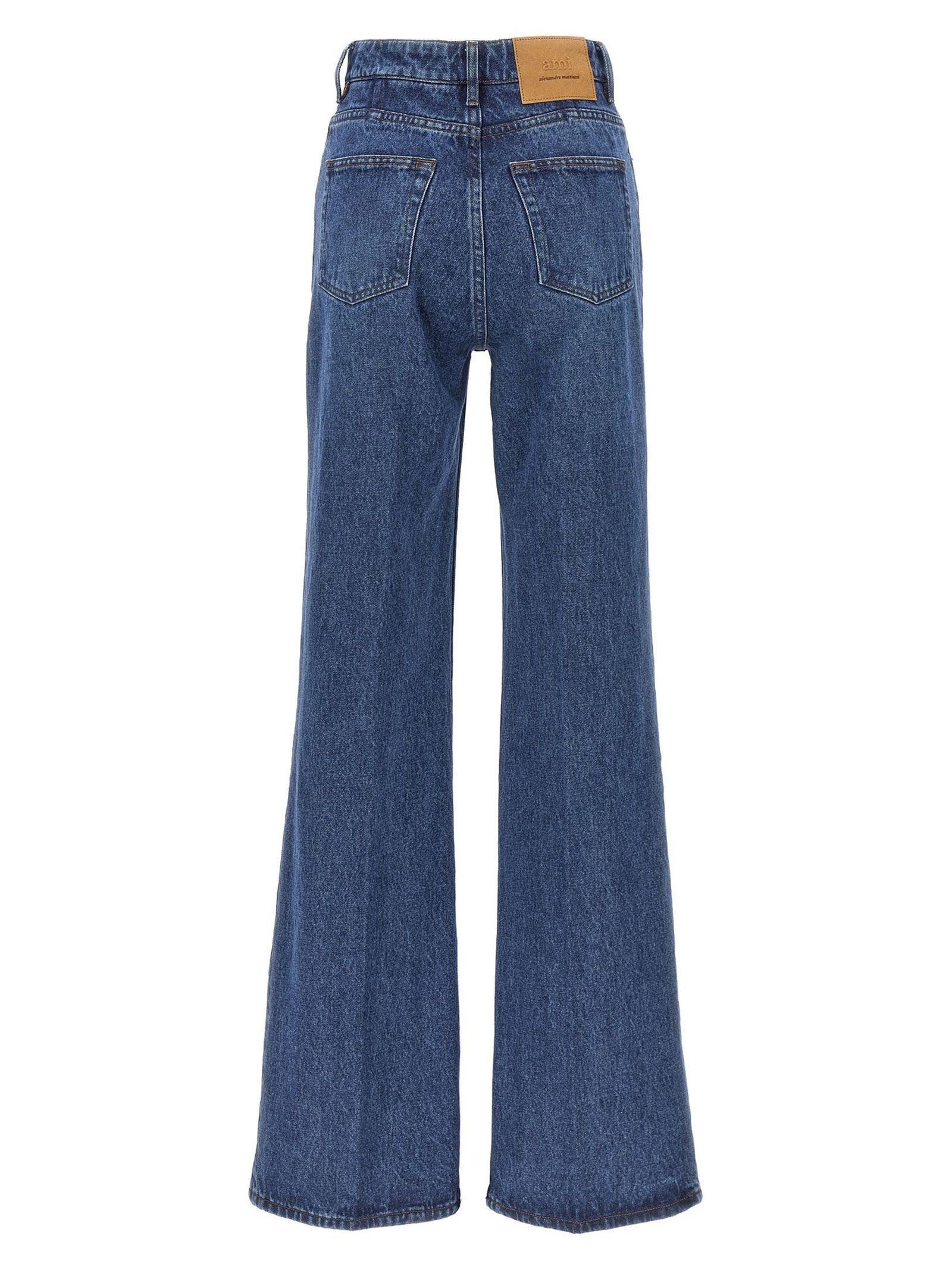 Shop Ami Alexandre Mattiussi Flared Cotton Denim Jeans In Blue