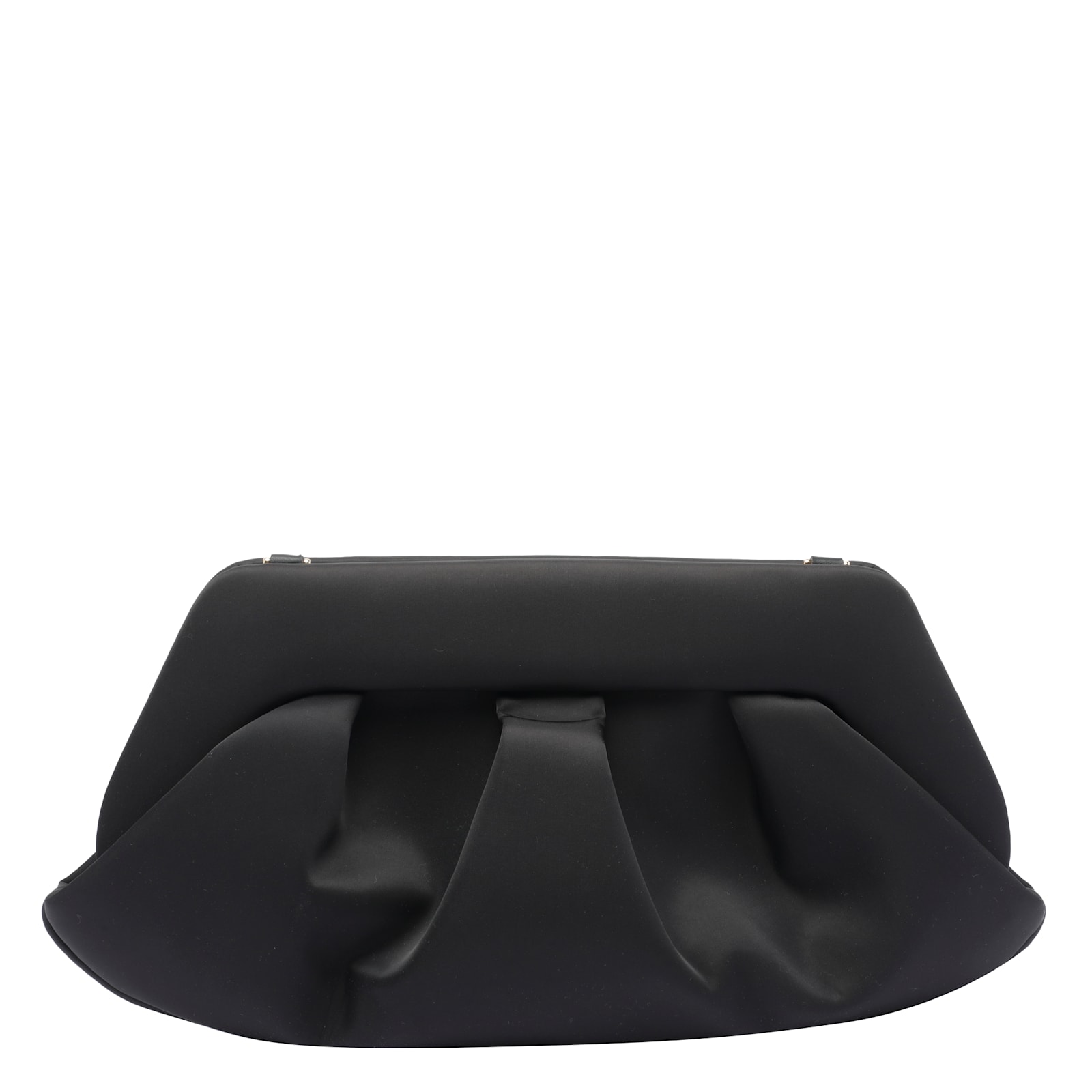 Themoirè Pleated Rectangular Shoulder Bag With Detachable Strap In Black