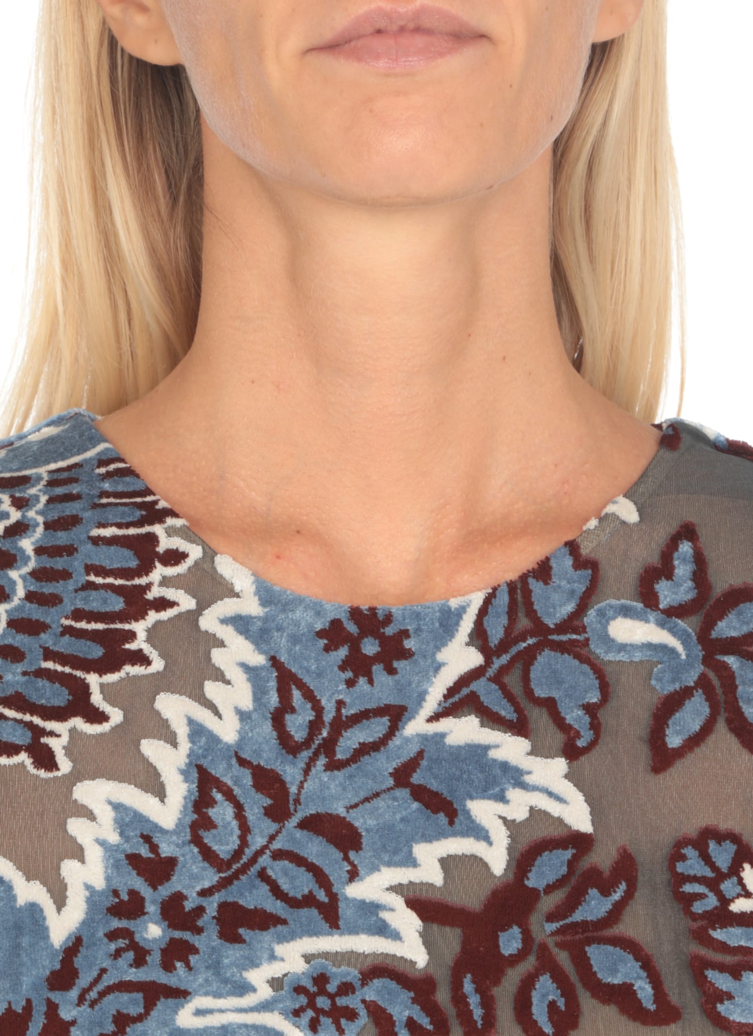 Shop Etro Tulle Top With Print In Light Blue