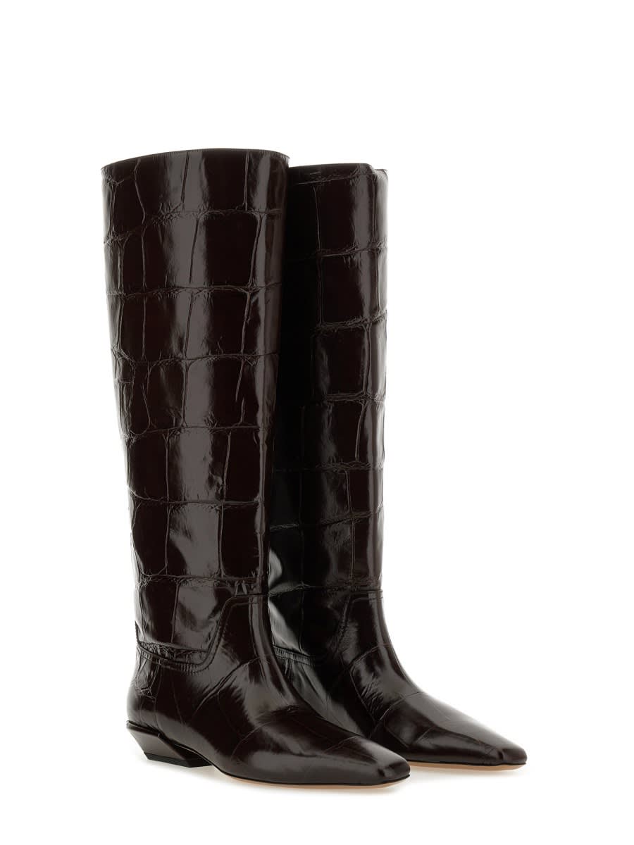 Paris Texas Square Toe Ankle Boots In Brown