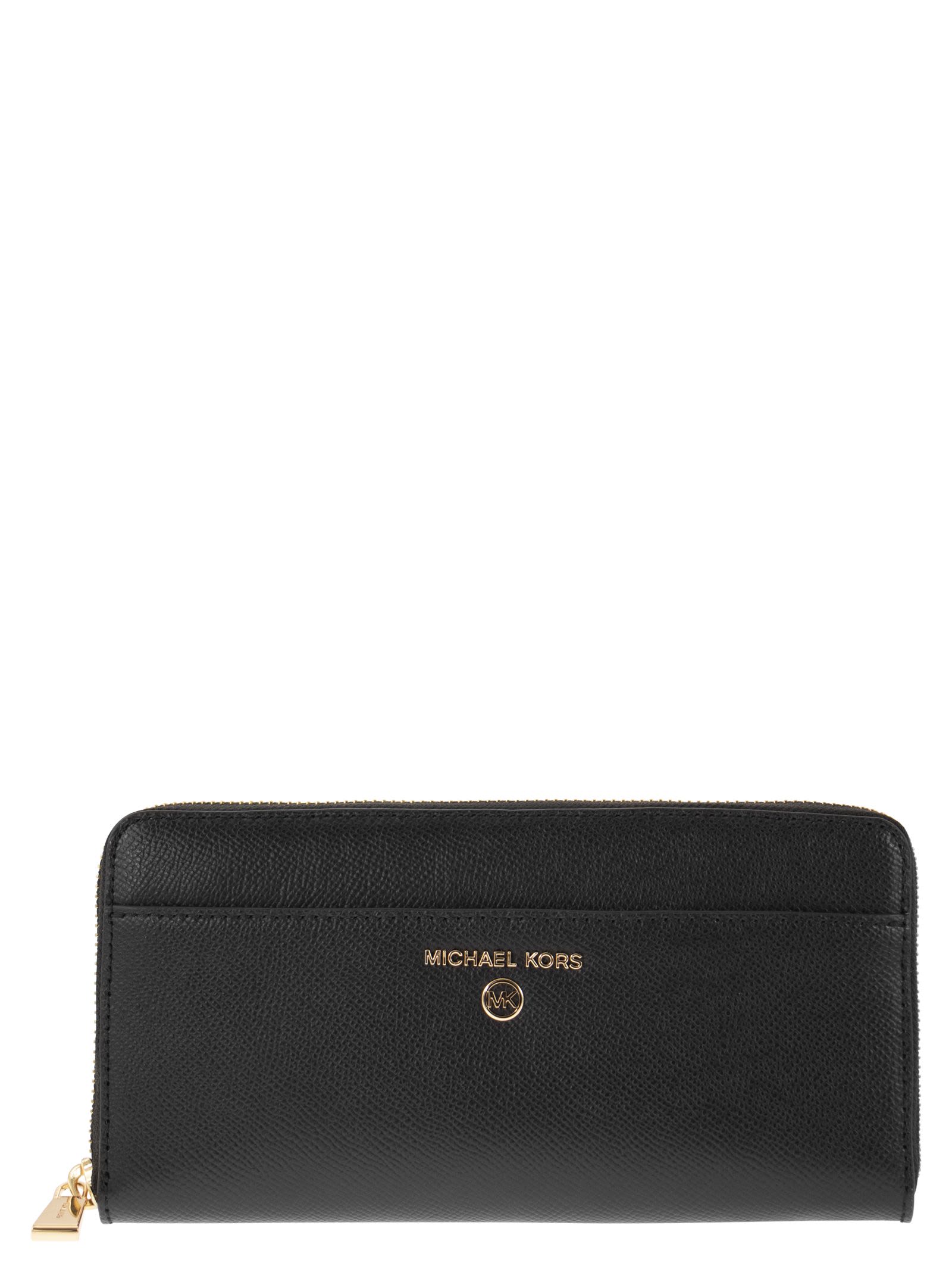 Michael Kors Continental Wallet With Logo In Black