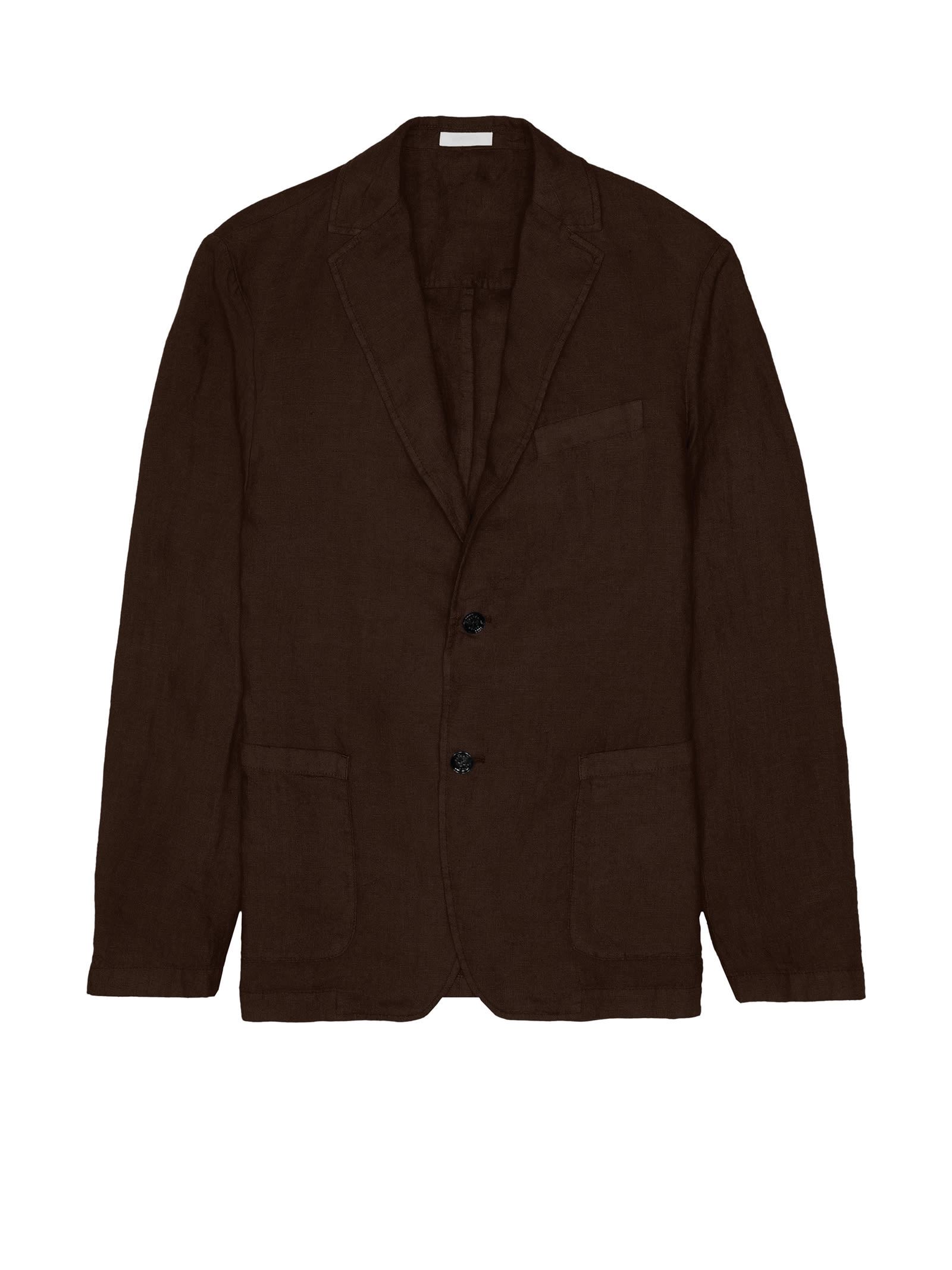 Dark Brown Linen Single-breasted Jacket