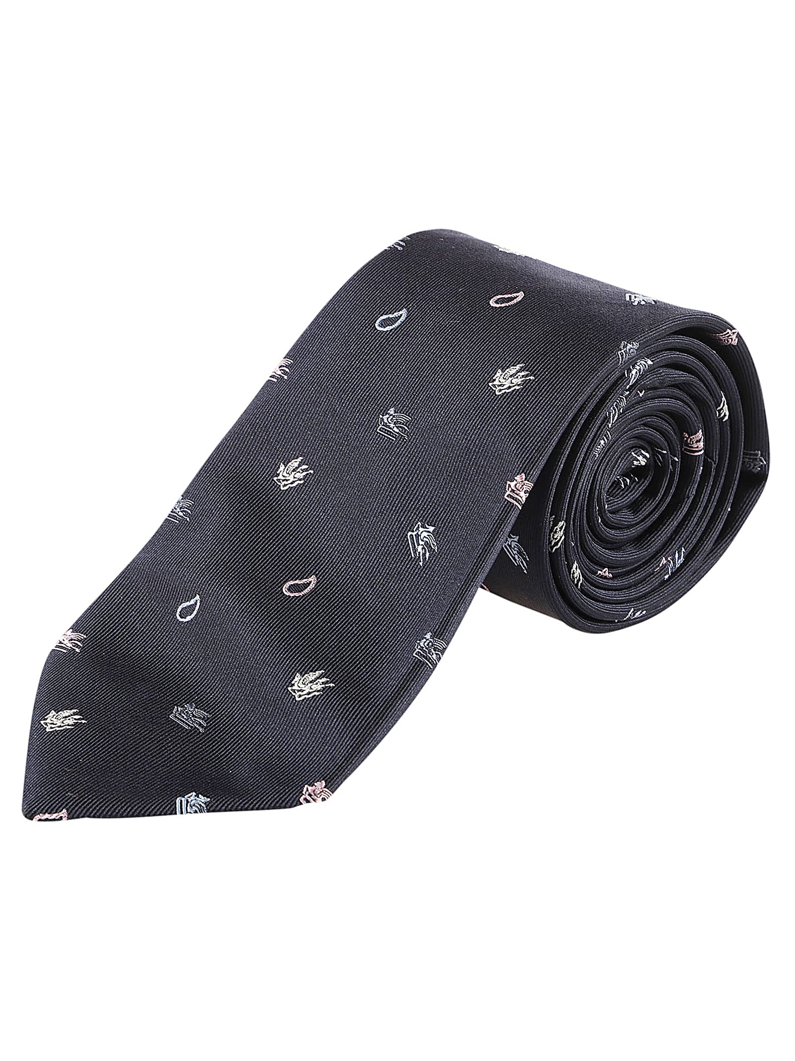 Shop Etro Tie In Blu Fantasia