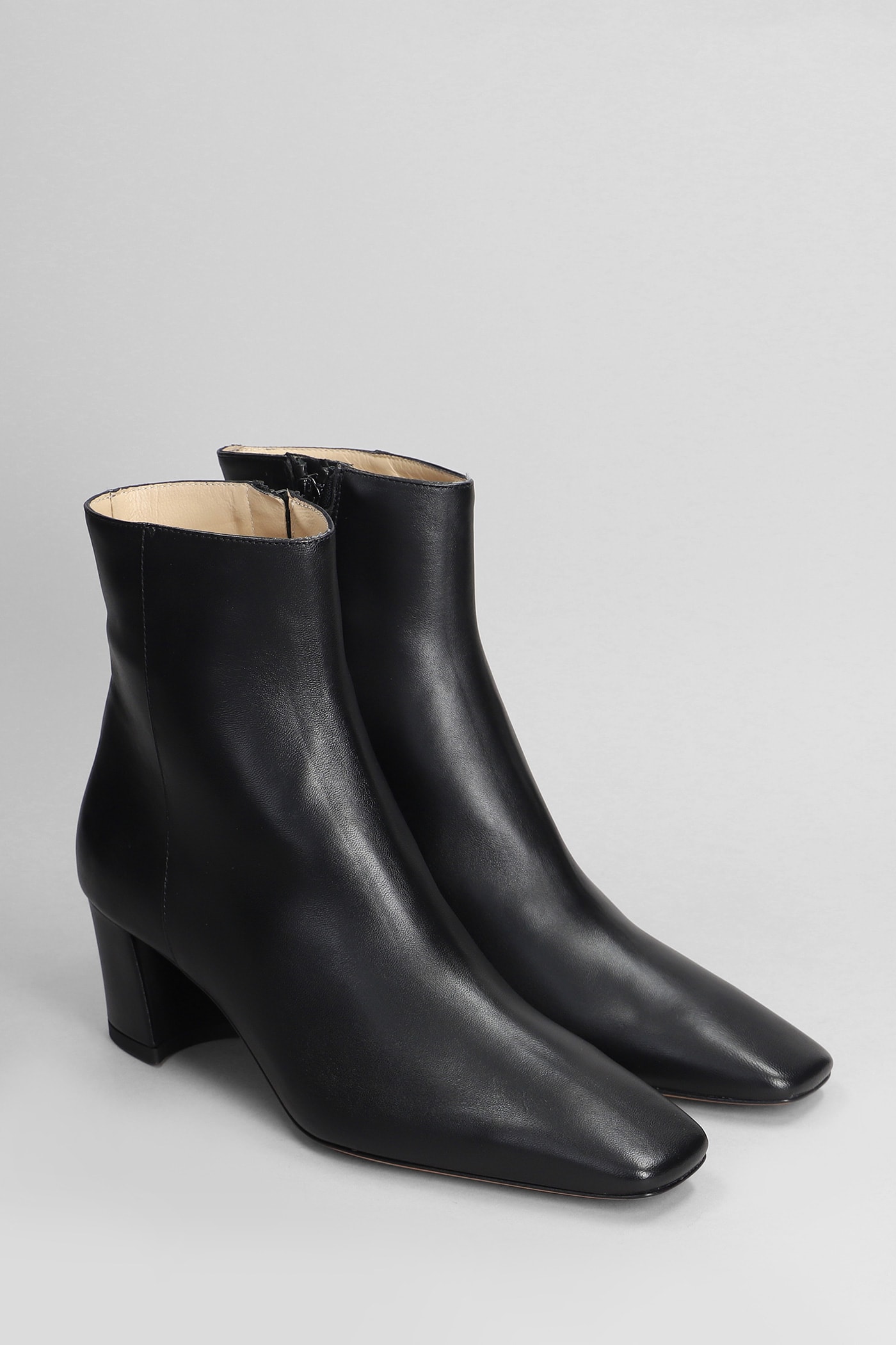 FABIO RUSCONI HIGH HEELS ANKLE BOOTS IN BLACK LEATHER 