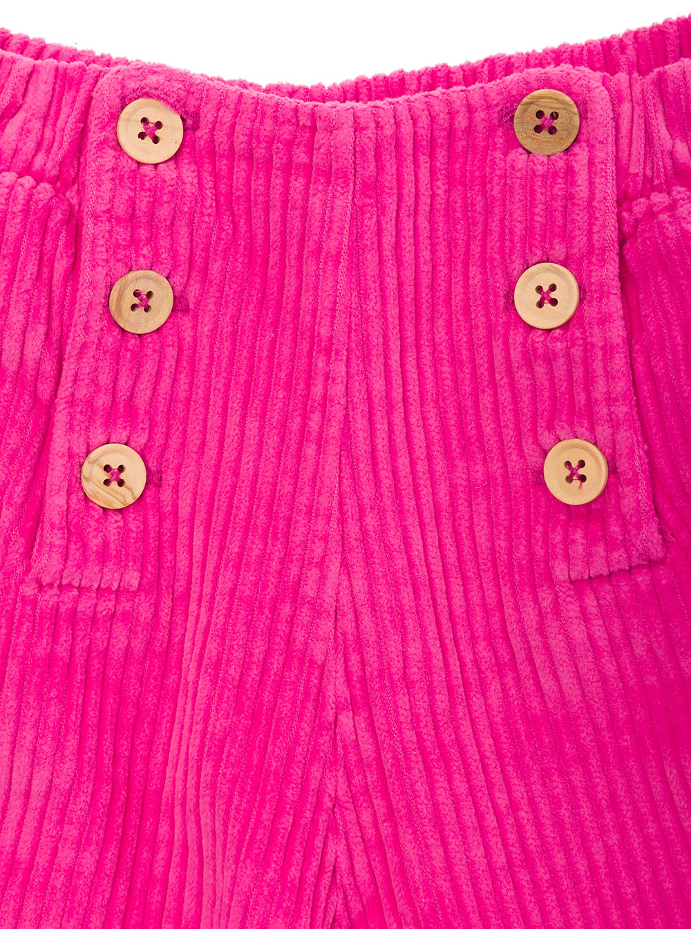 Shop Emile Et Ida Fuchsia High-waisted Pants With Buttons In Corduroy Girl In Fuxia