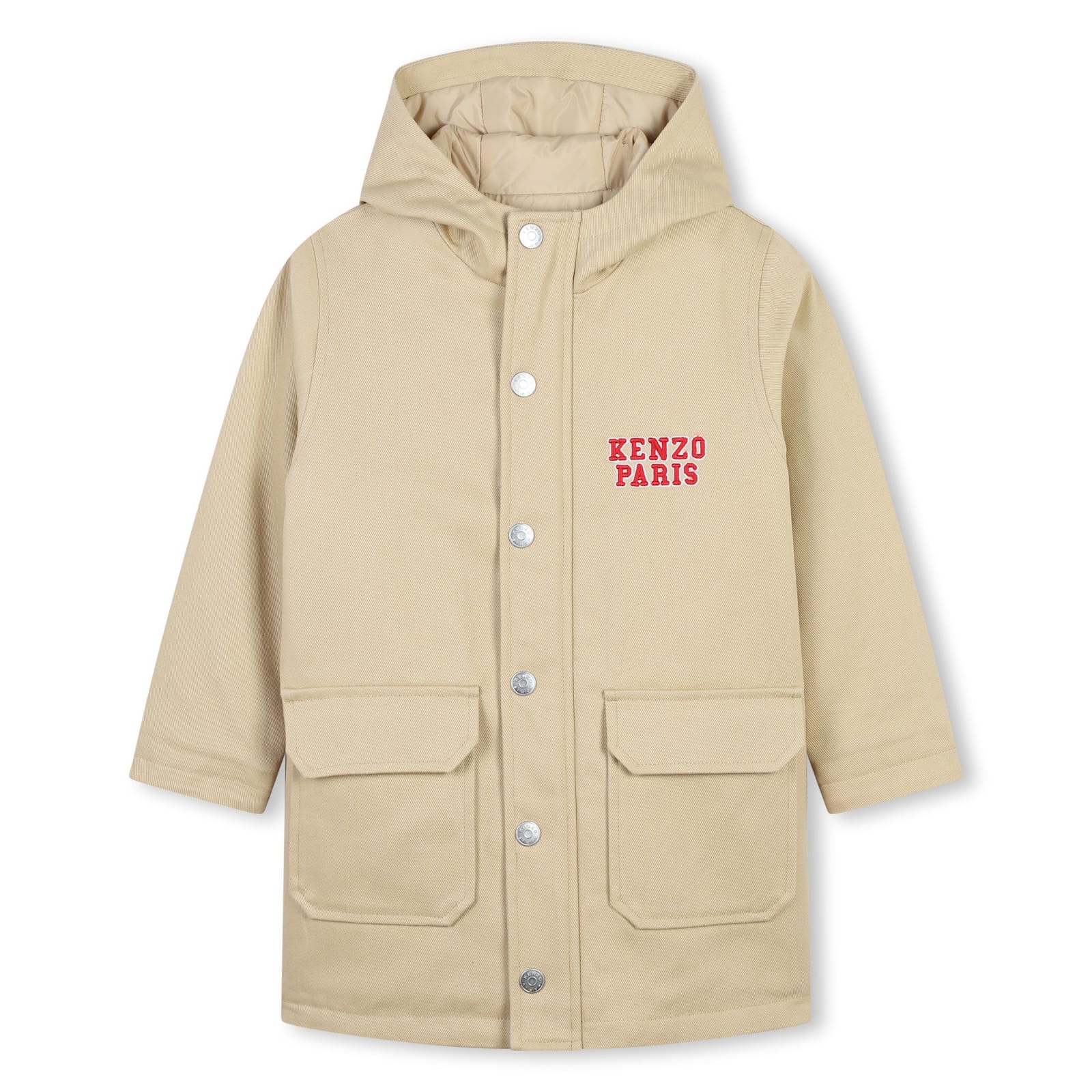 Shop Kenzo Parka With Embroidery In Beige