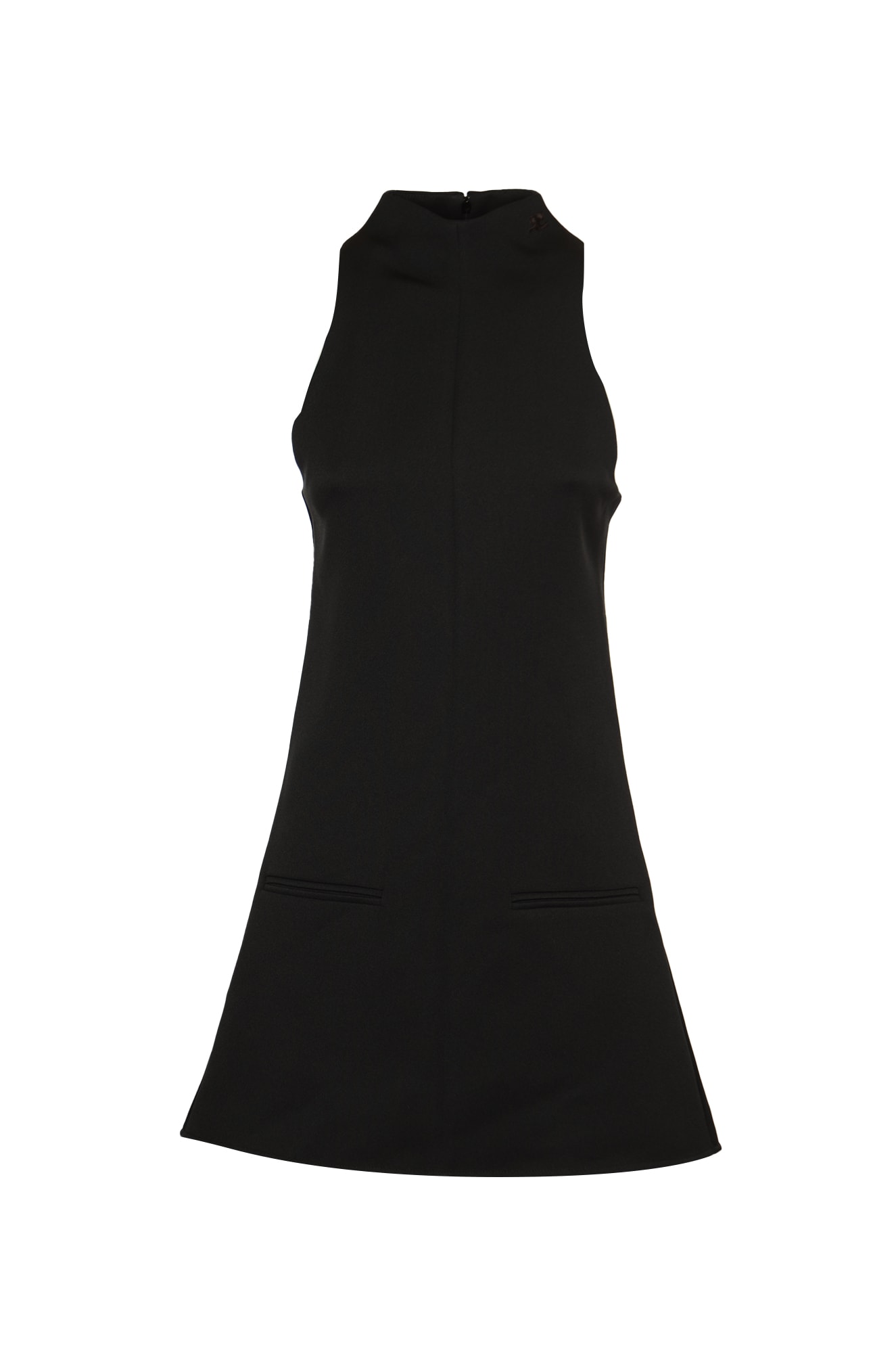 Shop Courrèges 2-pocket Twill Dress In Black