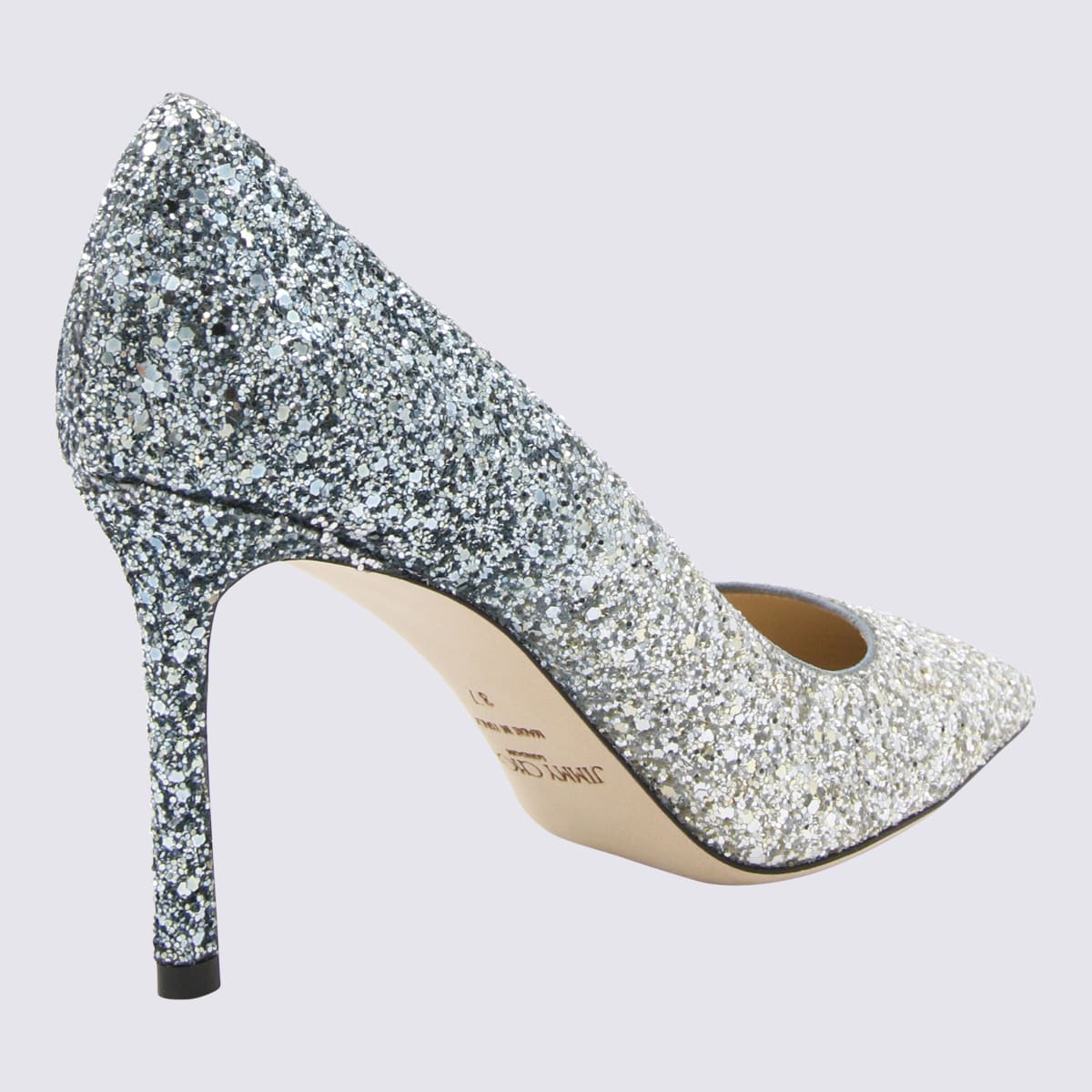 Shop Jimmy Choo Silver And Dusk Blue Leather Romy Pumps In Silver/dusk Blue