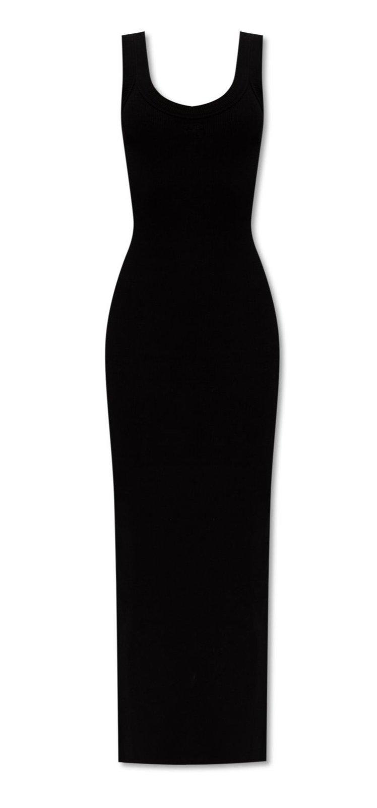 Shop Alexander Wang Logo Rib Knti Maxi Dress In Black