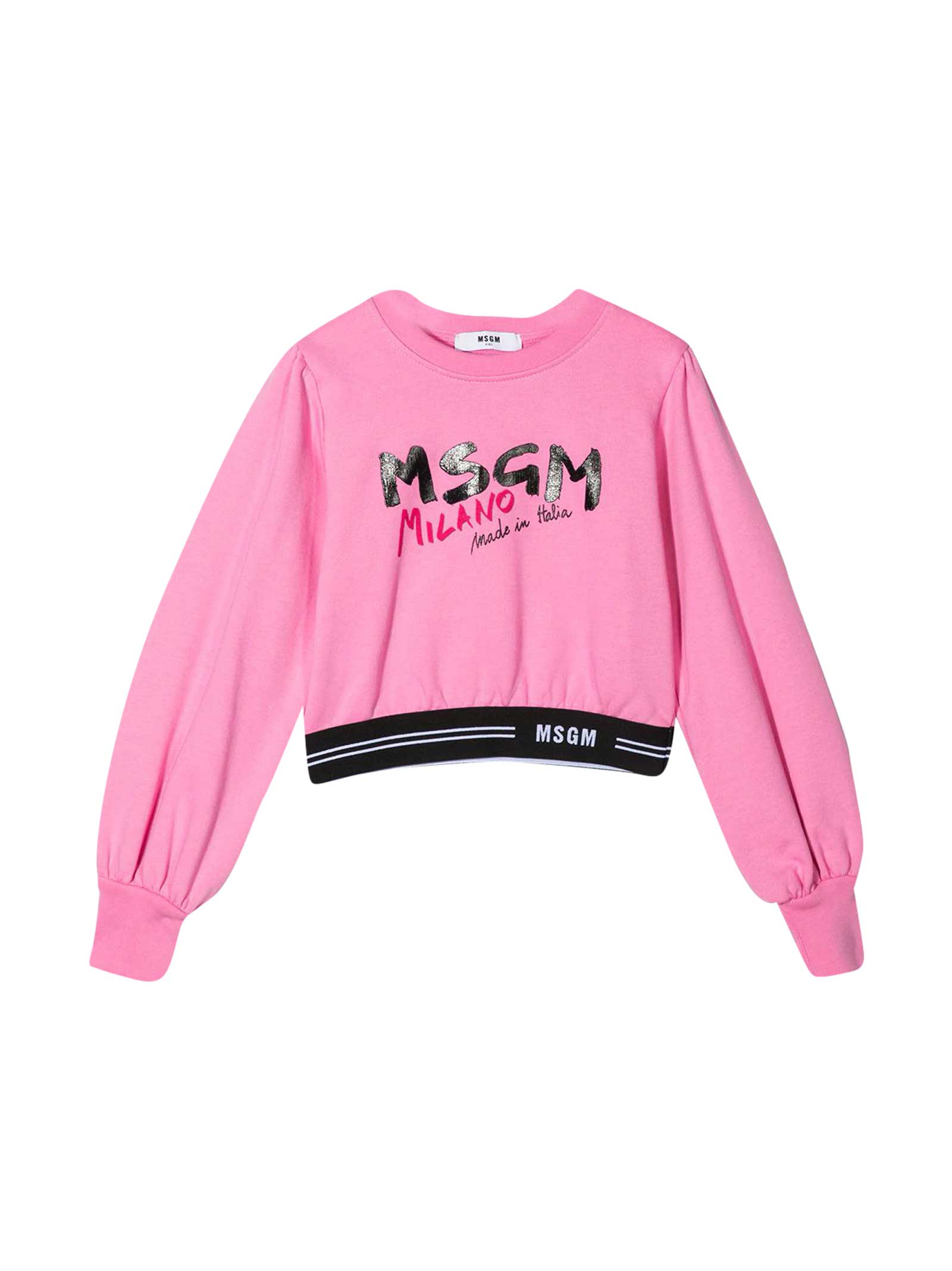 MSGM Pink Cropped Sweatshirt