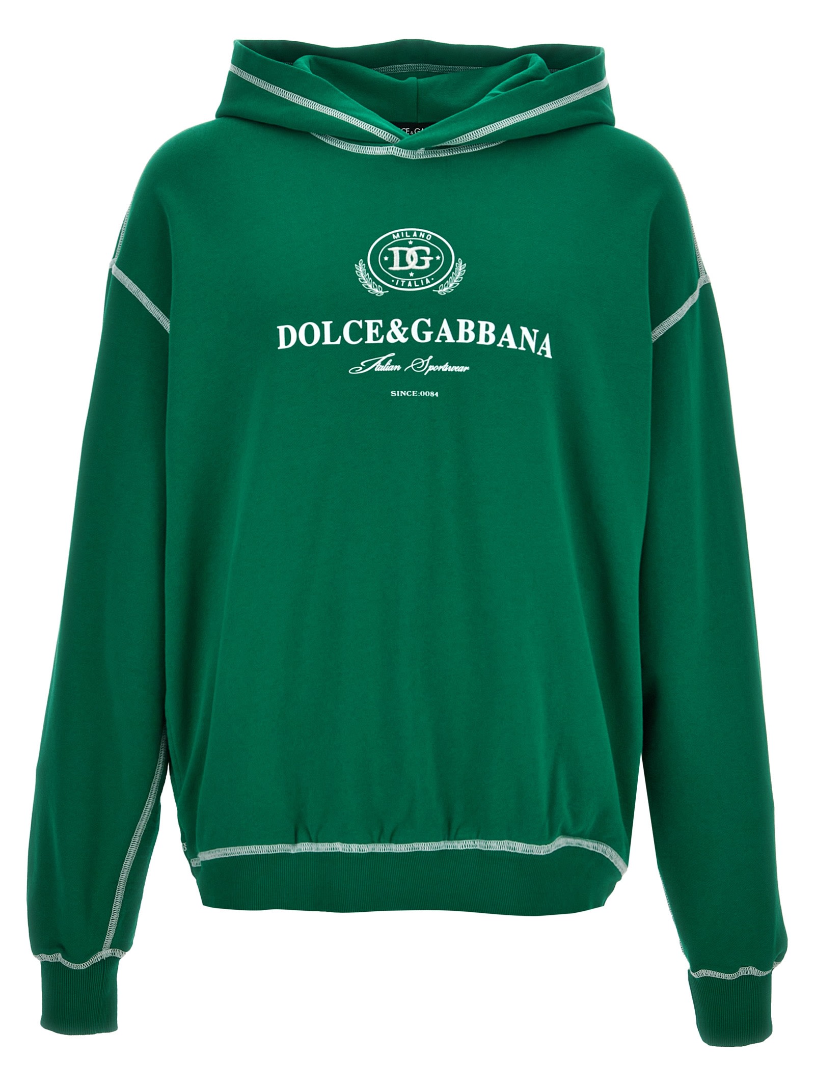 Shop Dolce & Gabbana Logo Hoodie In Green