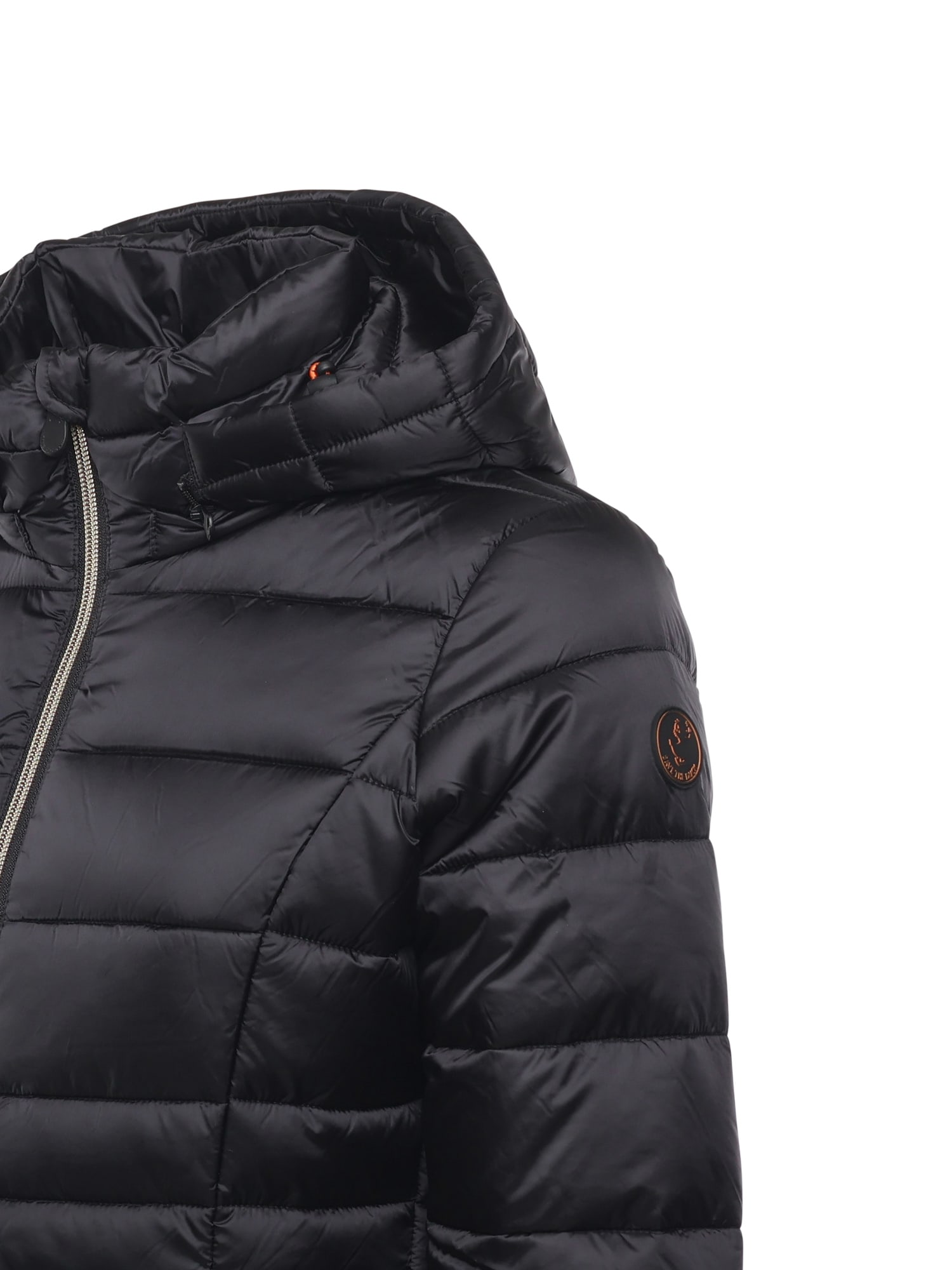 Save The Duck Hoodie Zip-up Parka Coat In Black