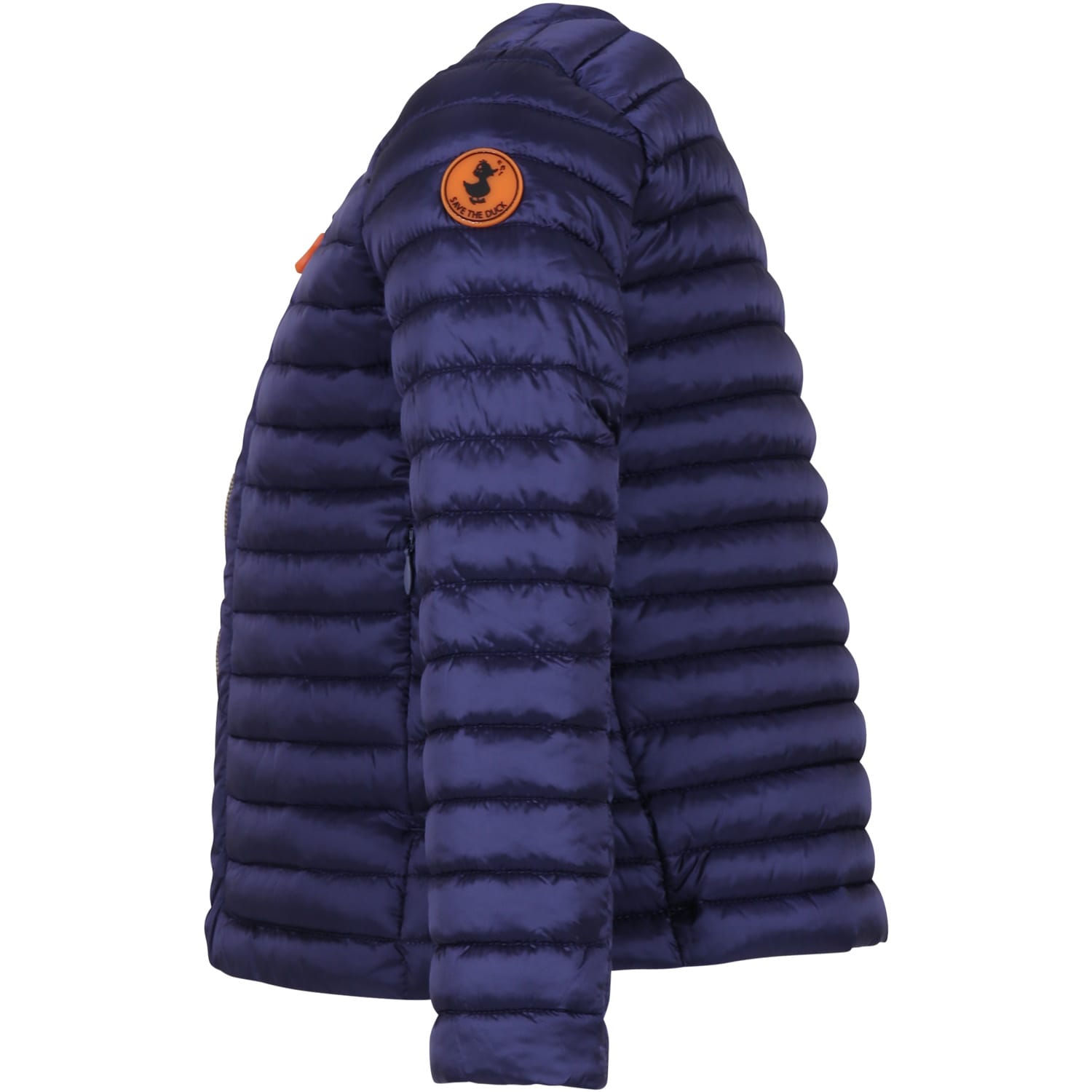 Shop Save The Duck Blue Vela Down Jacket For Girl With Iconic Logo