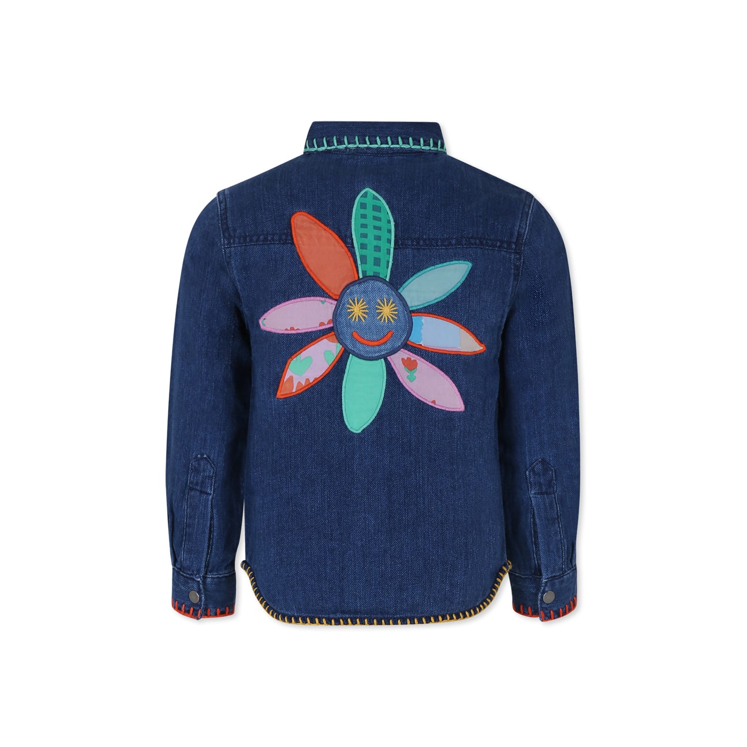 STELLA MCCARTNEY BLUE SHIRT FOR GIRL WITH FLOWER