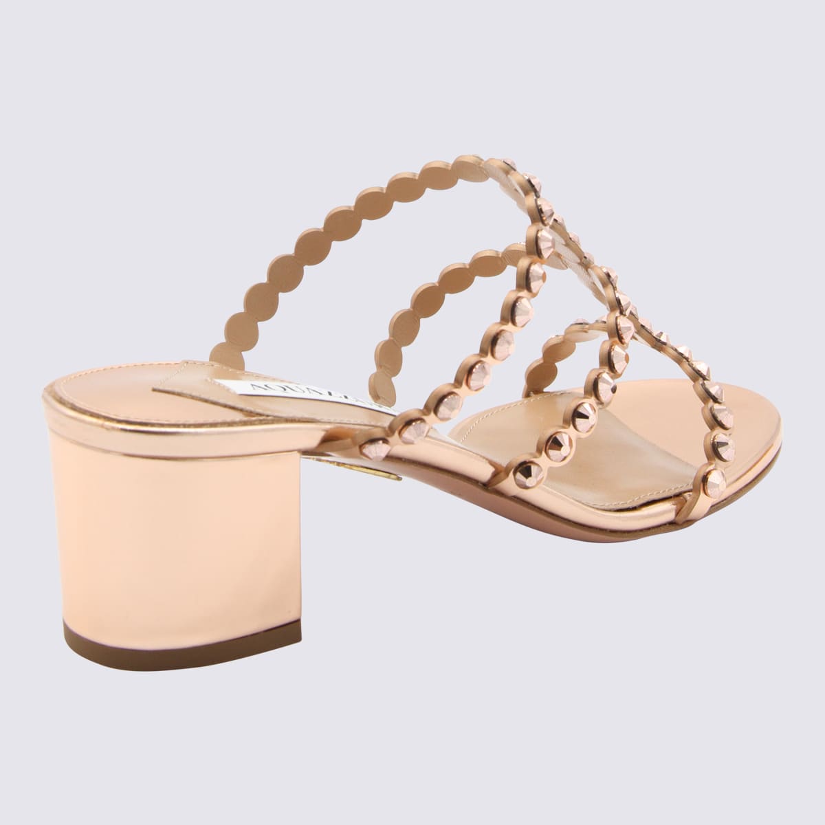 Shop Aquazzura Rose Gold Leather Tequila Sandals In Pink