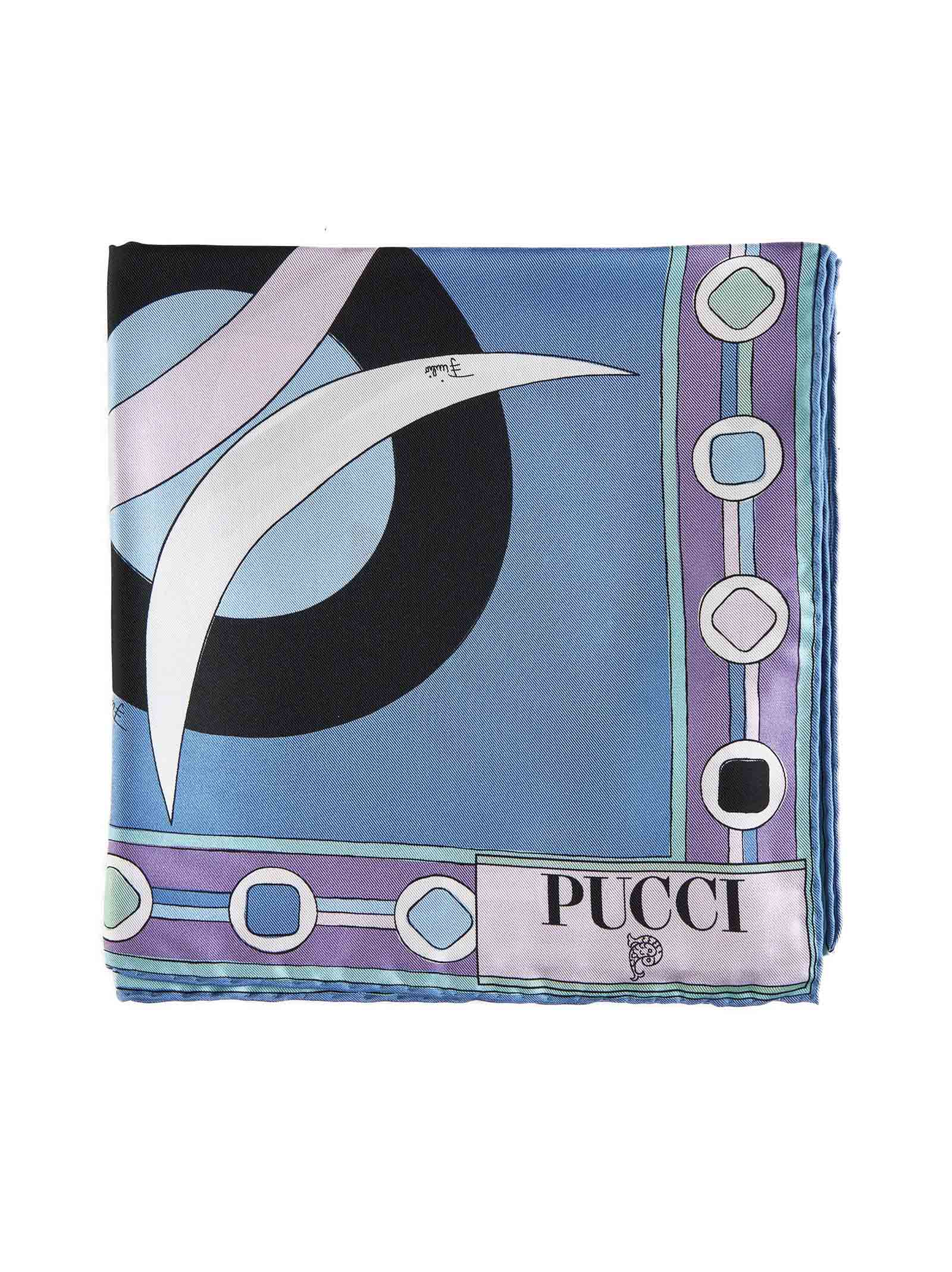 Shop Pucci Scarf In Celeste Bianco