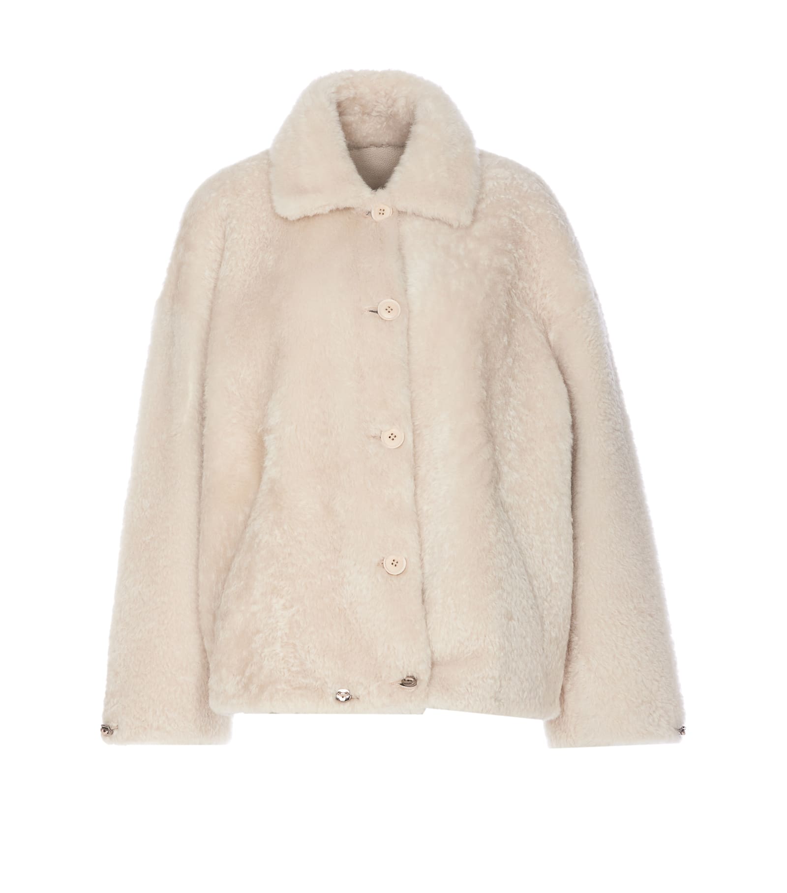 Shop Sword 6.6.44 Shearling Jacket In Beige