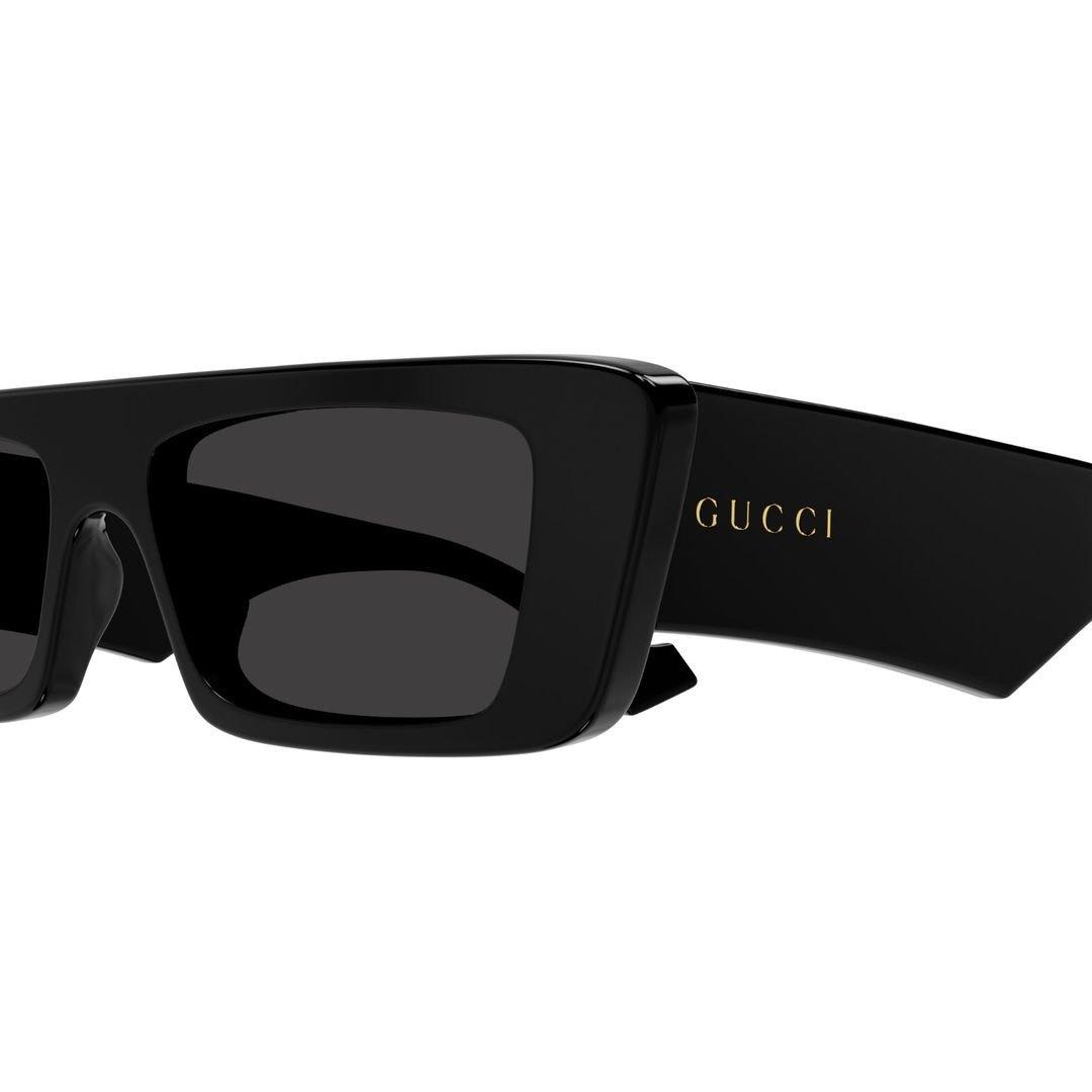 Shop Gucci Rectangle Frame Sunglasses Sunglasses In 002 Black Black Brown