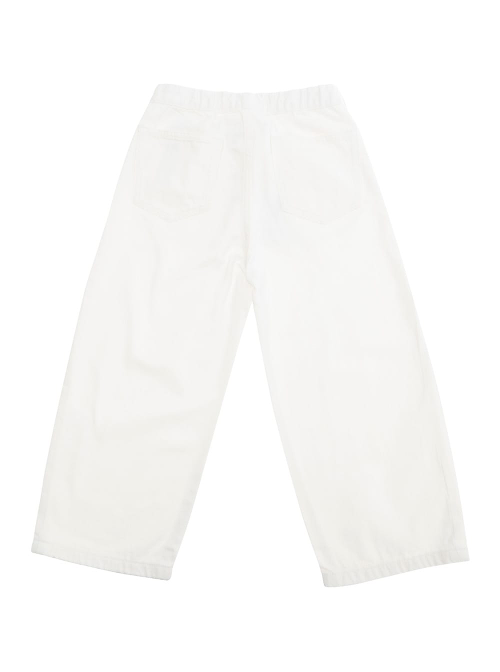 Mm6 Maison Margiela Denim Wide Leg Jeans With Logo Embroidery Kids In White
