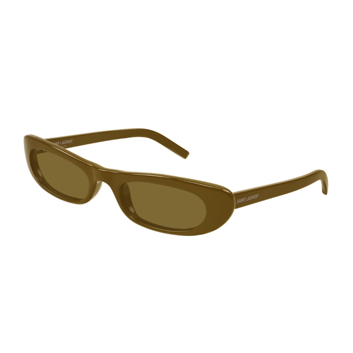 Saint Laurent Sl 557 Shade Linea Sl Logo 006 Brown Sunglasses In Green