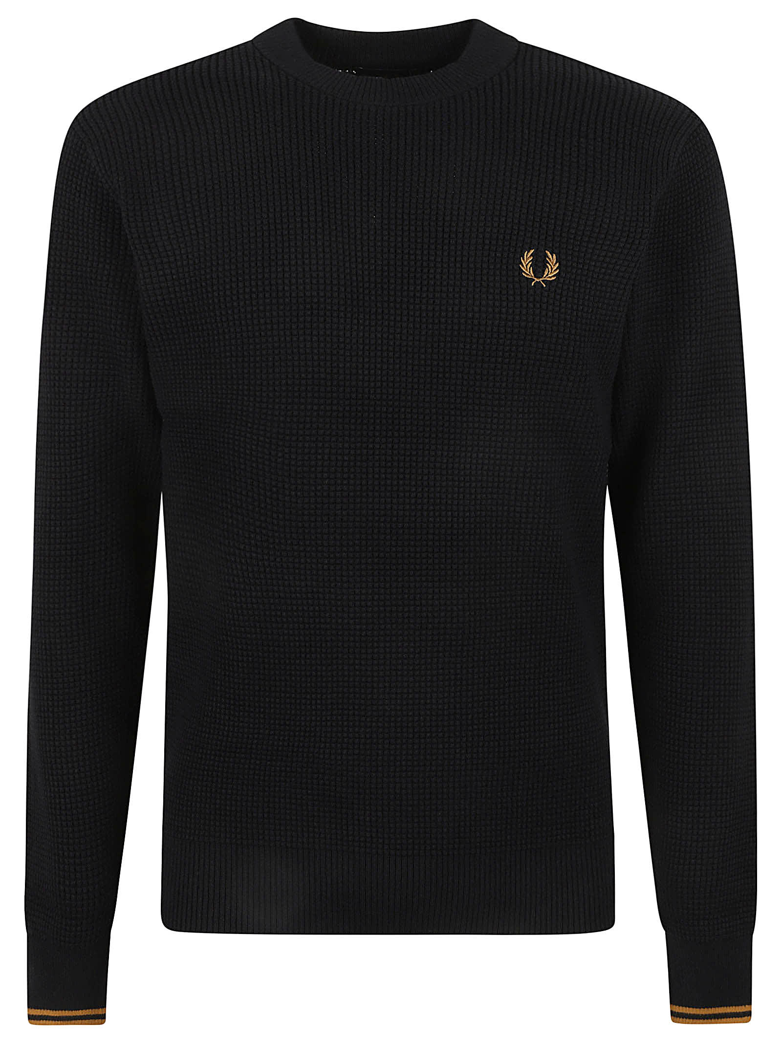 Shop Fred Perry Logo Round Neck Sweater In Blue