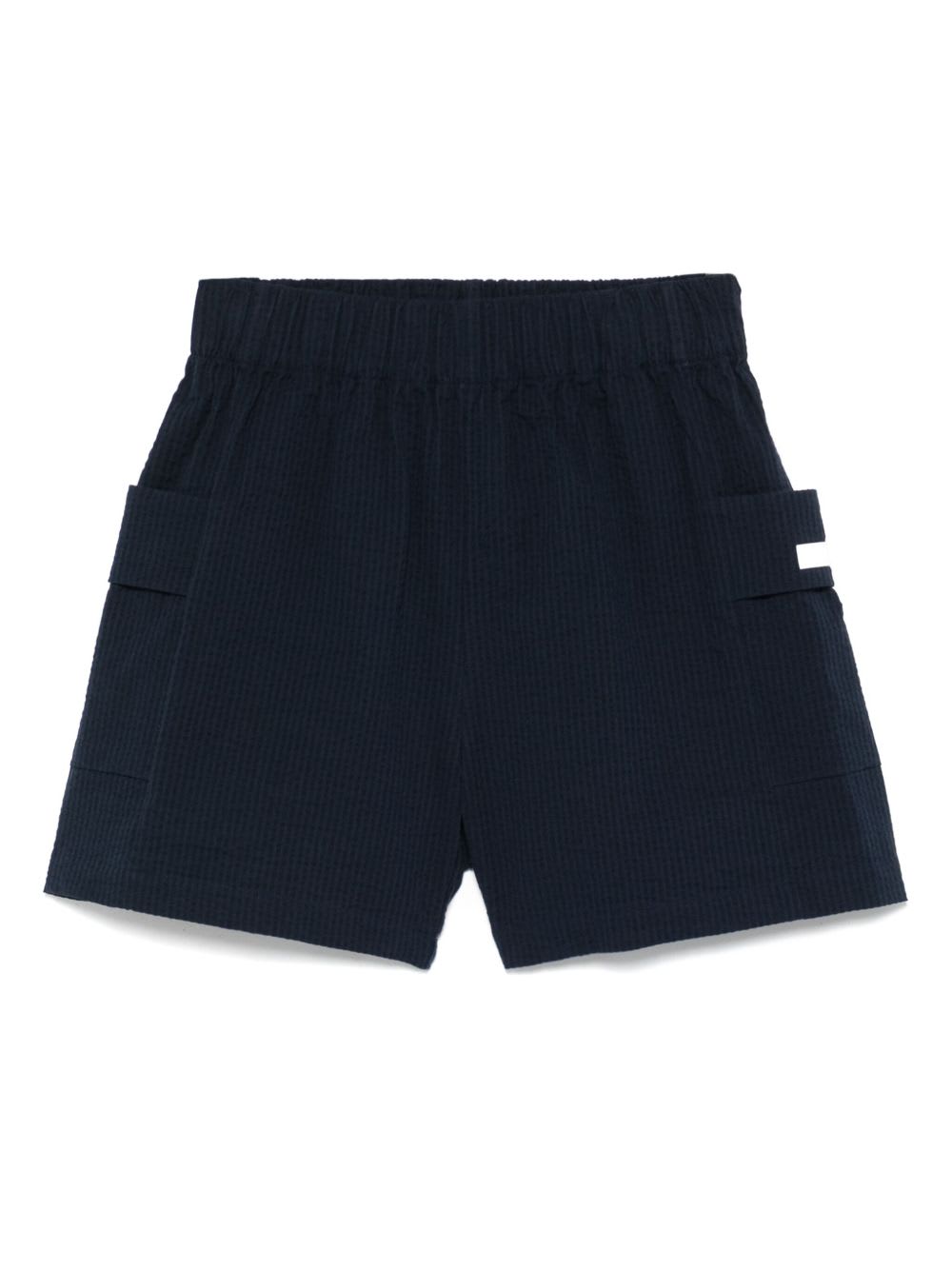 Ea7 Striped Cotton Shorts In Blue