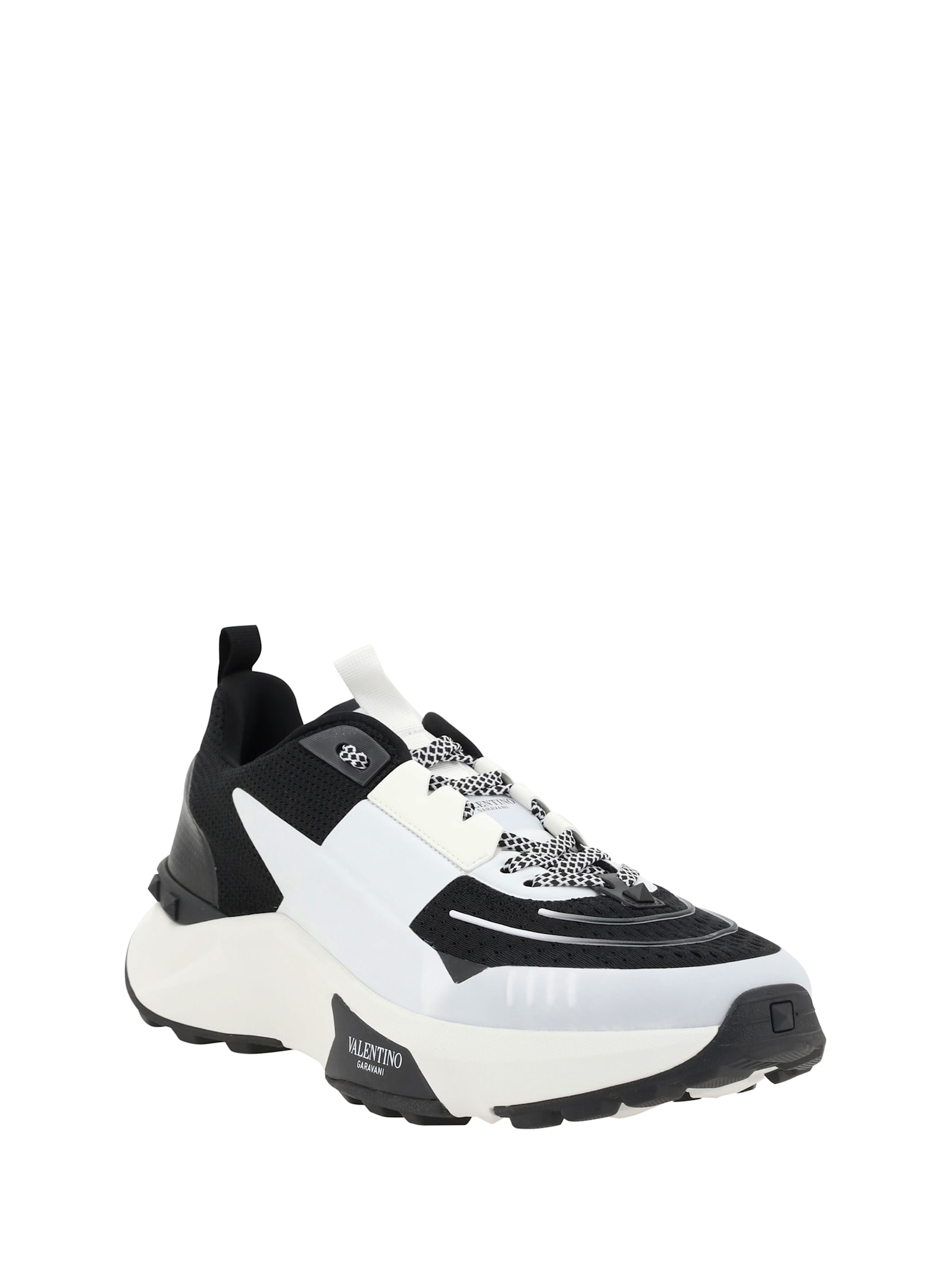 Valentino True Act Leather-trimmed Mesh And Rubber Sneakers In Nero-bianco/bianco-nero/bianco-nero/b-n