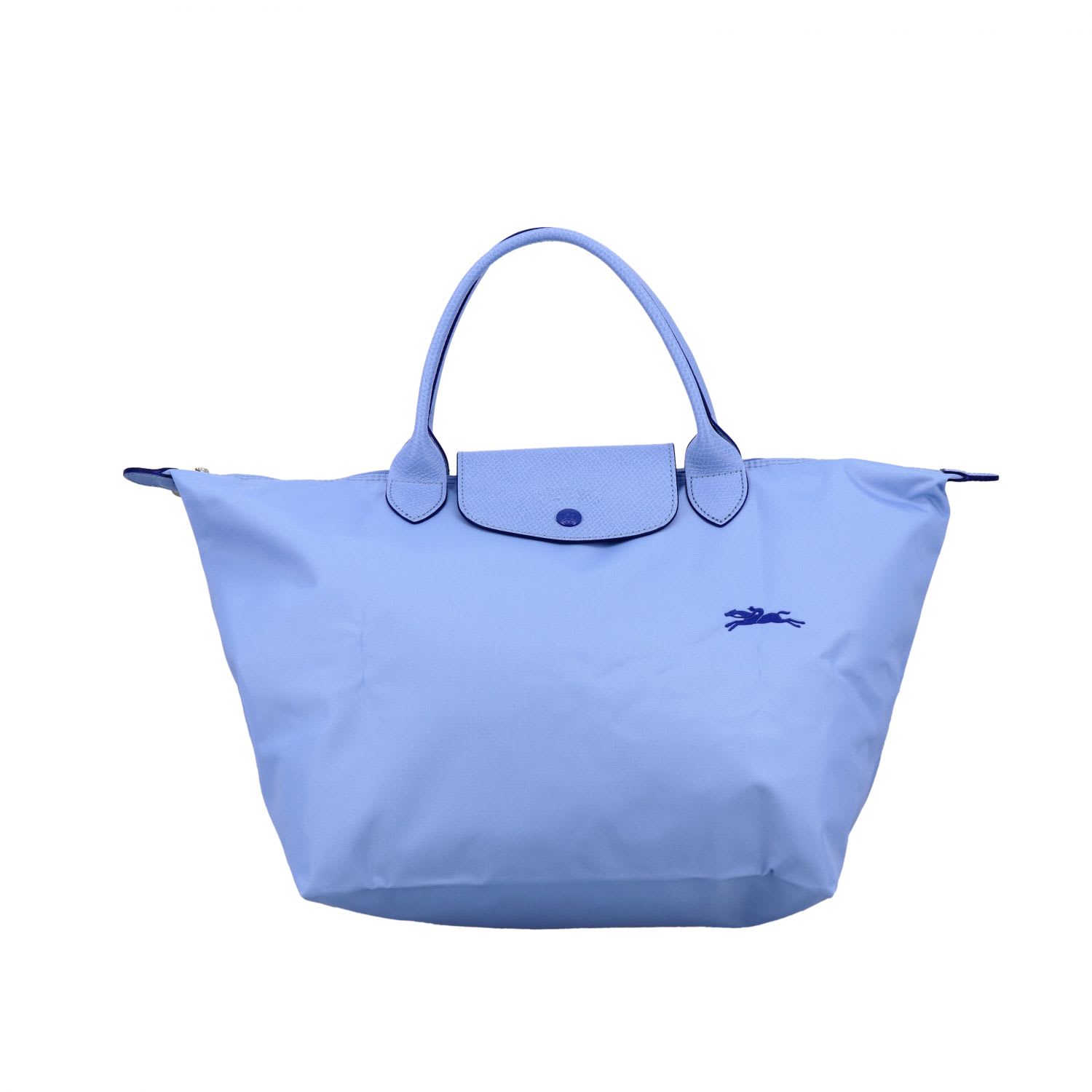 Click to view more detailed imagery on our partner's website Longchamp Bag In Nylon With Embroidered Logo In Gnawed Blue