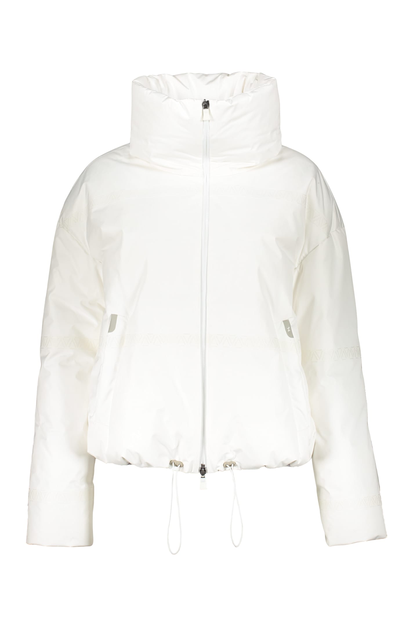 Herno White Elegant Short Down Jacket With High Collar In Gray
