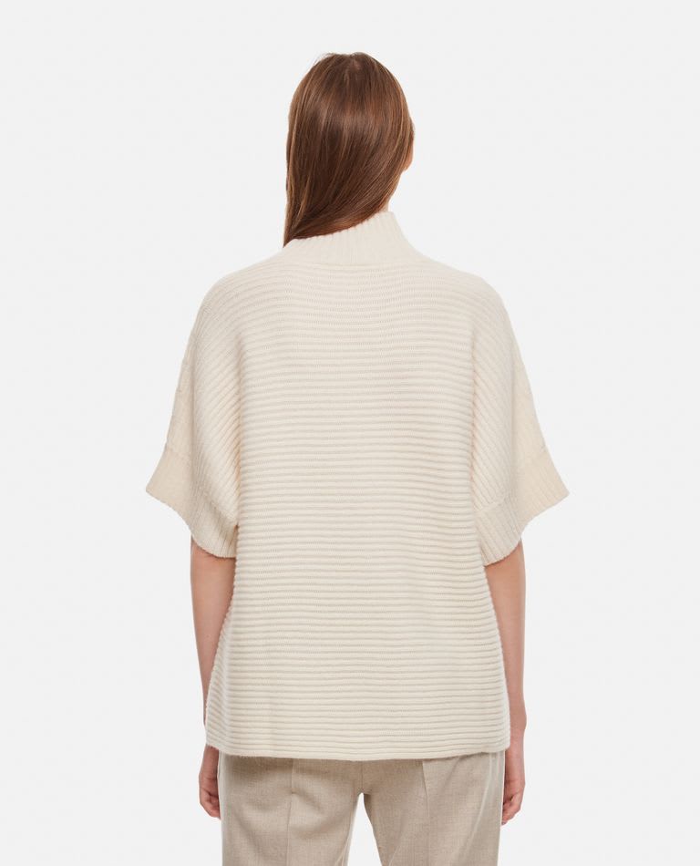 Shop Max Mara Short Sleeves Turtleneck Sweater In White