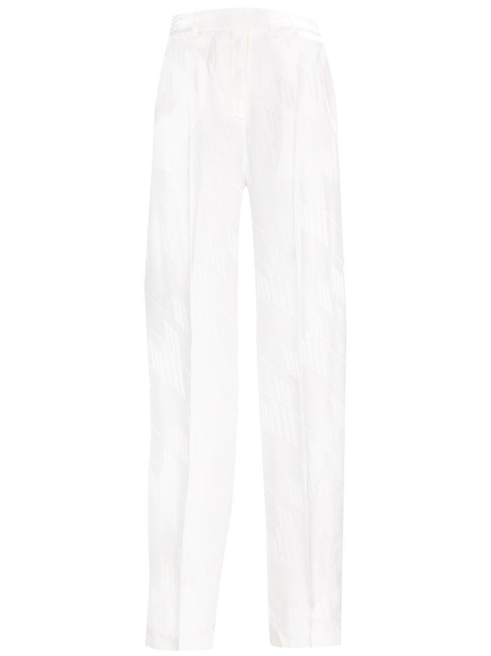 Shop Attico Straight Leg Pleated Trousers In White