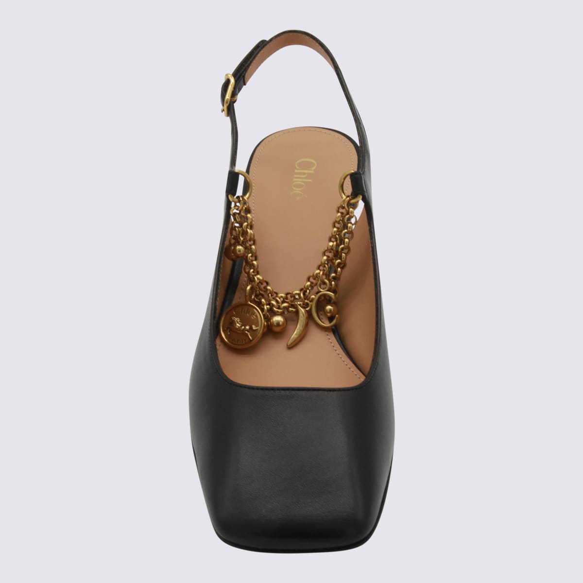 Chloé Charms 55 Chain-embellished Leather Pumps In Black