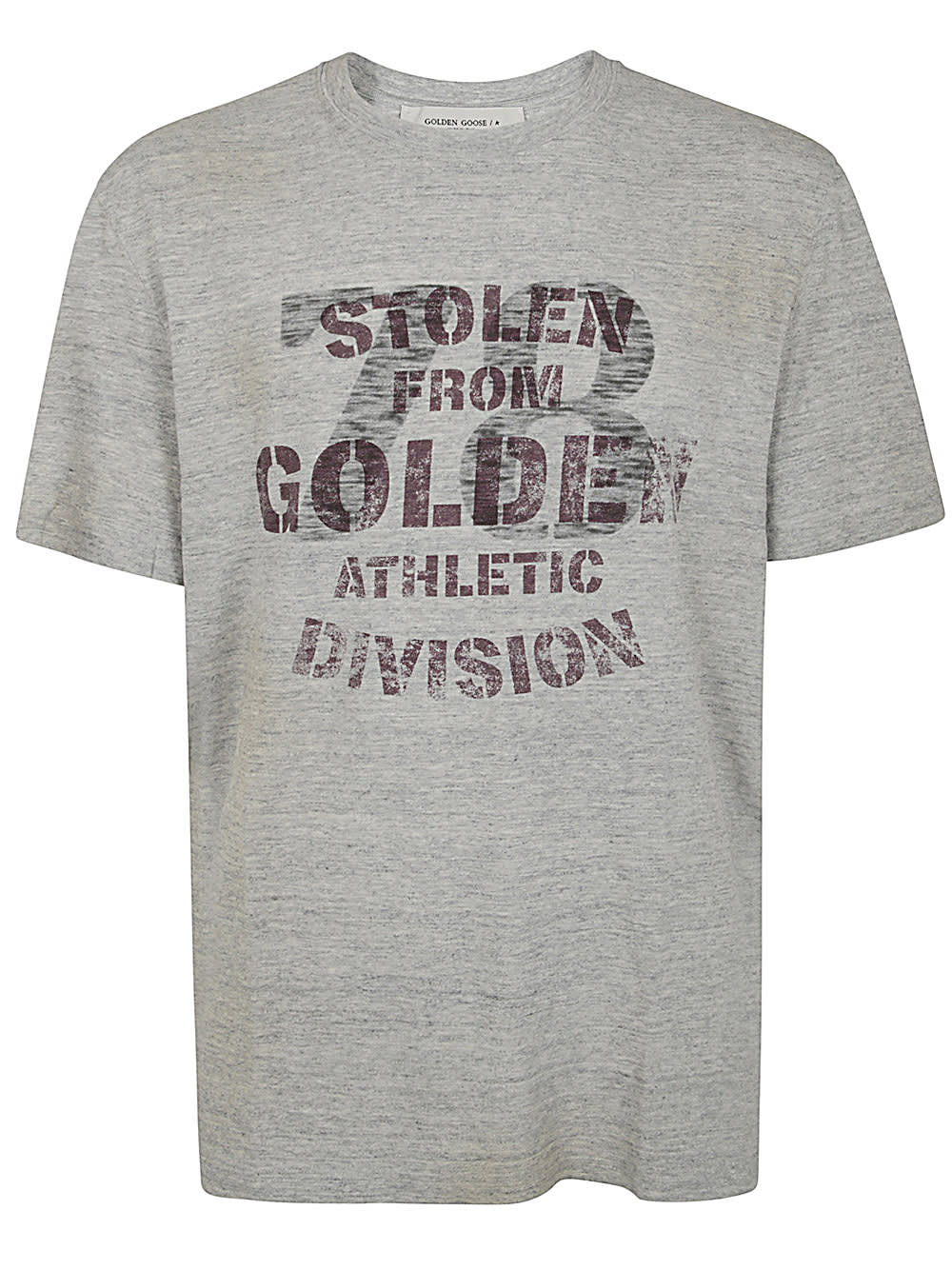 Shop Golden Goose Journey M`s T-shirt Regular Melange Jersey Vintage Print In Grey Melange Multicolor