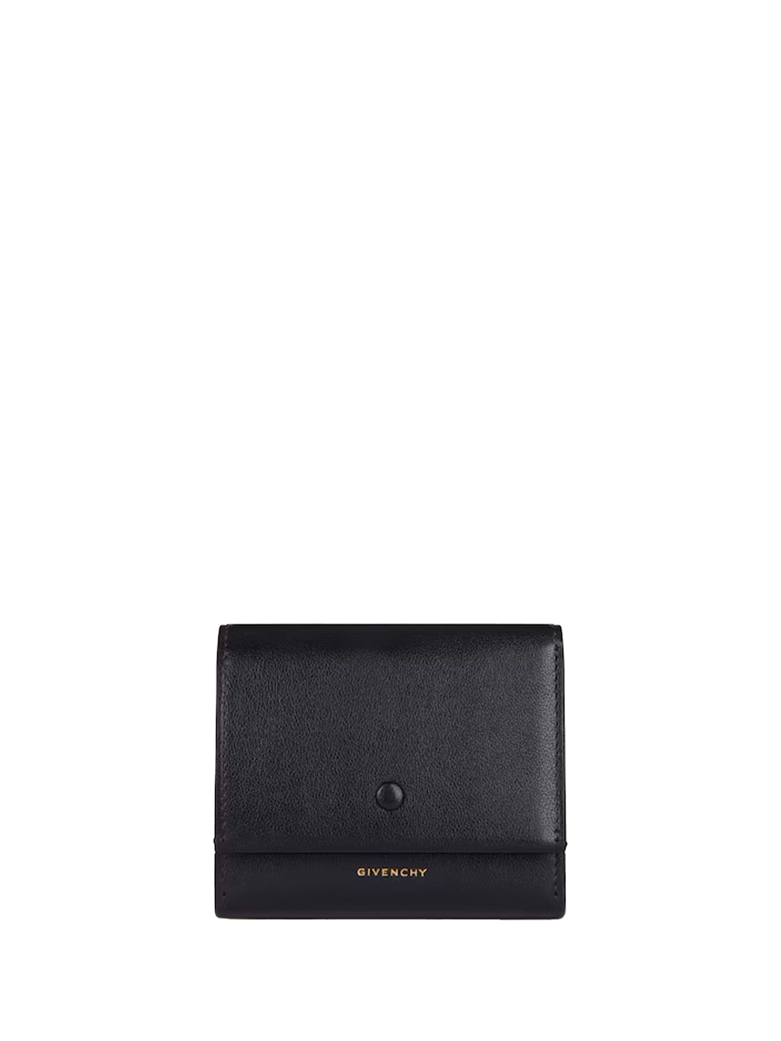 Givenchy Day Trifold Snap Wallet In Shiny Leather In Black