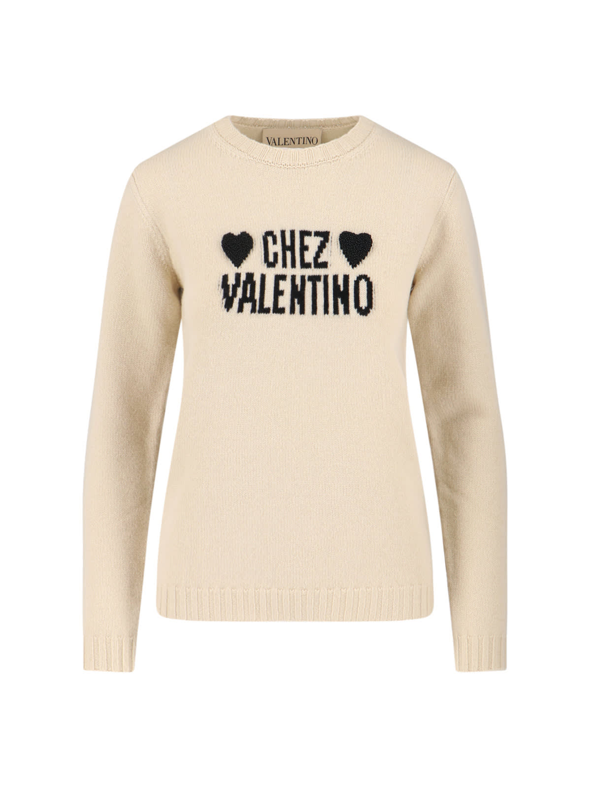 Valentino Graphic Print Long Sleeve Crew Neck Knitwear In Multi