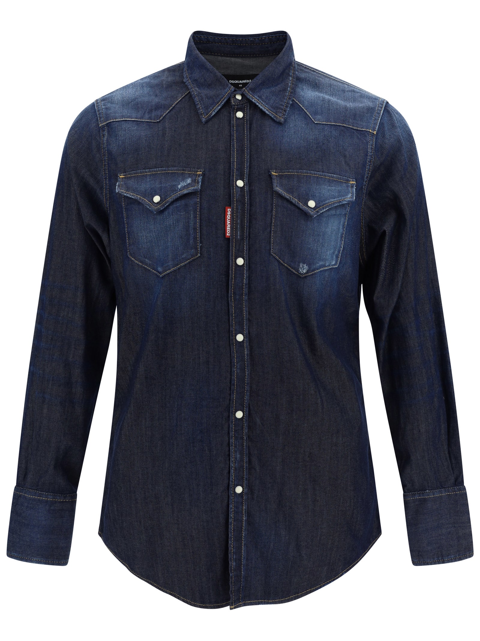 Shop Dsquared2 Shirt In Navy Blue
