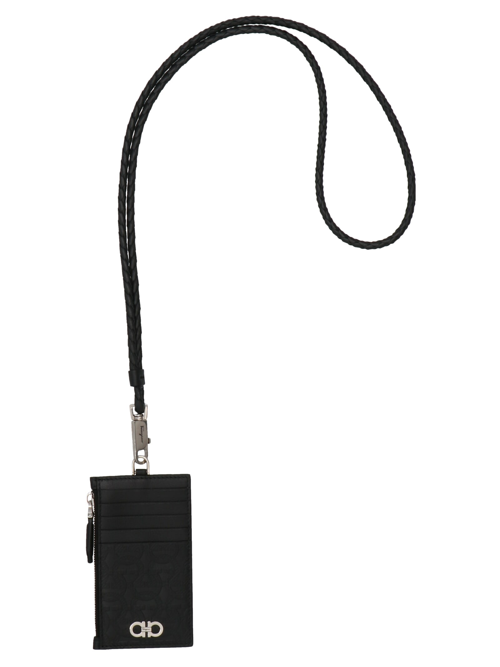 Shop Ferragamo Gancio Card Holder With A Shoulder Strap In Black