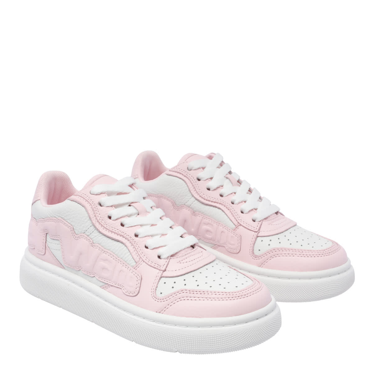 Shop Alexander Wang Embossed Logo Sneakers In Pink