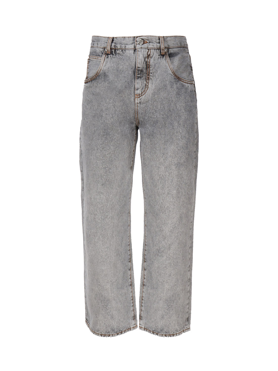 Cotton Jeans With Lightened Wash