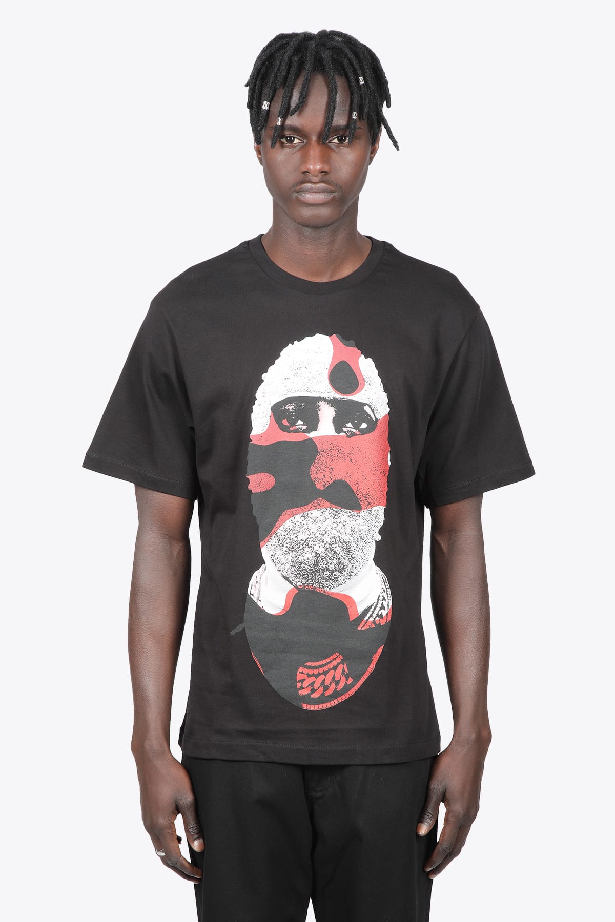 Ih nom uh nit T-shirt Relaxed Fit With Mask Red Camo On Front Black cotton t-shirt with red camo mask print
