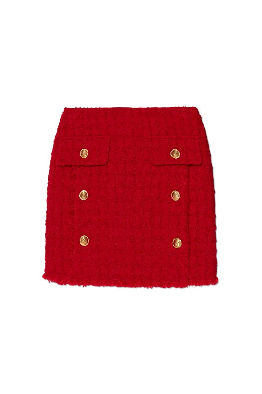 Shop Versace Heritage Mid-rise Tweed Mini Skirt In Red