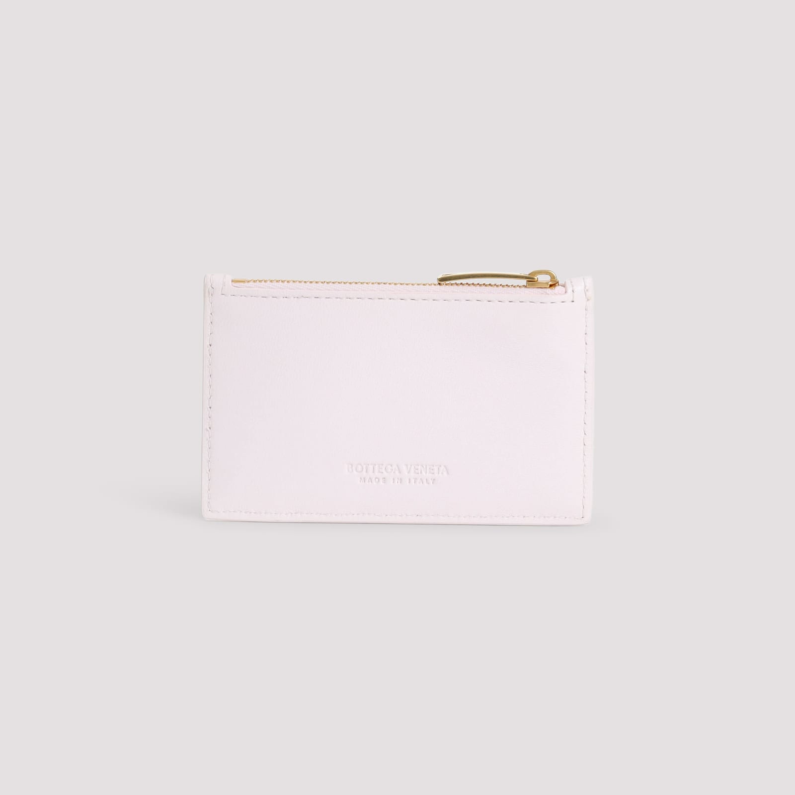 Shop Bottega Veneta Leather Card Case In Bliss Washed Gold