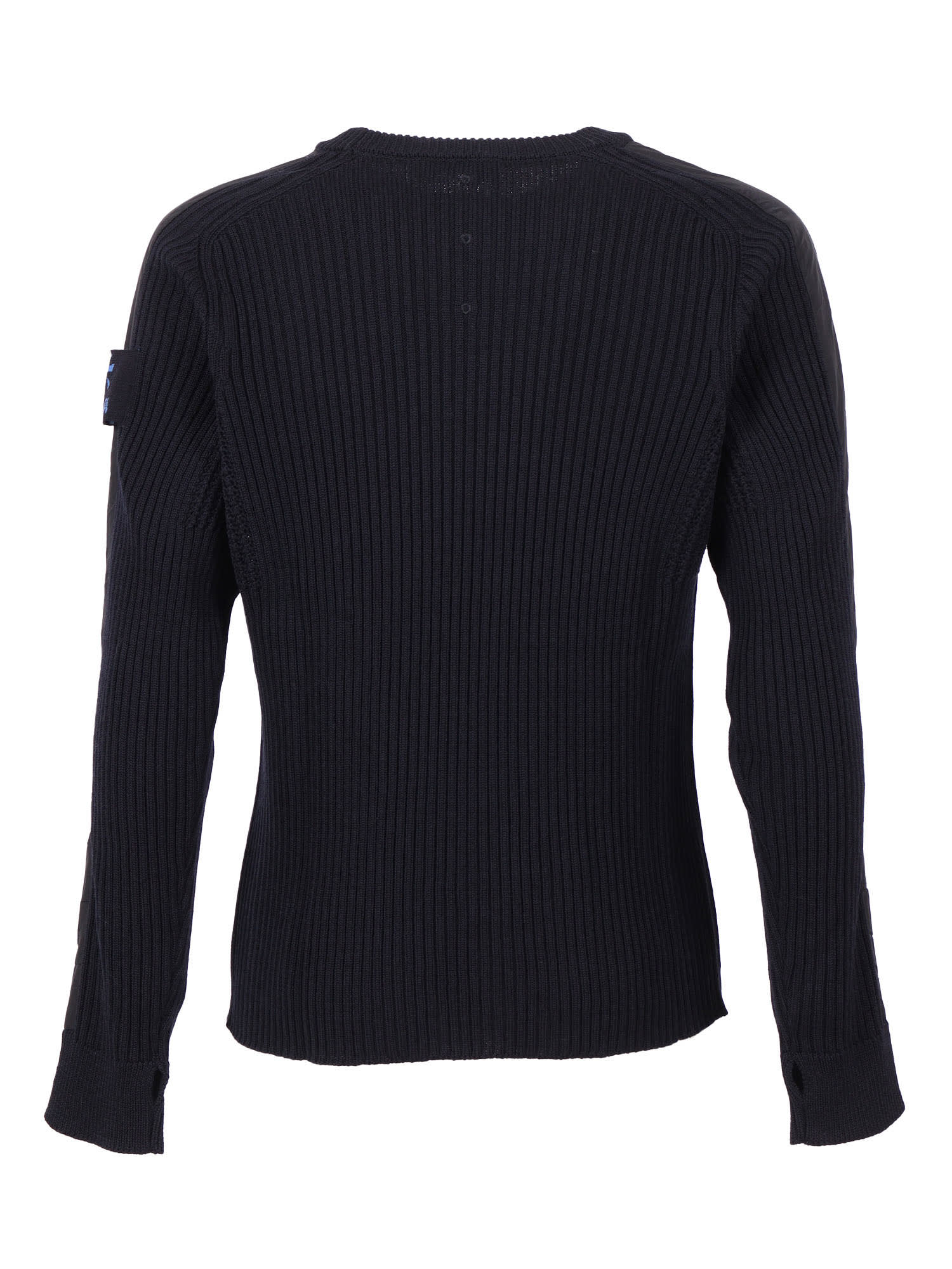 Premiata Finely Ribbed Crew Neck Sweater In Virgin Wool In Blue