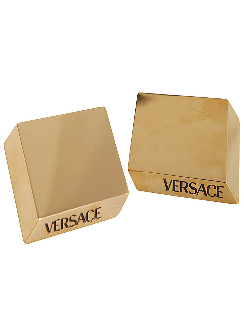 Shop Versace Metal Earrings In  Gold Black