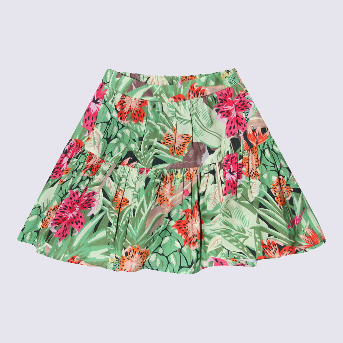 Shop Kenzo Green Viscose Jungle Skirt In Verde Scuro