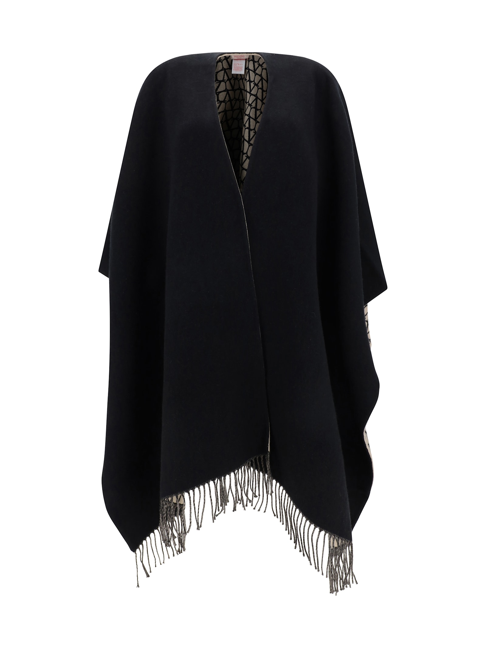 Valentino Garavani Poncho In Nero/cammello