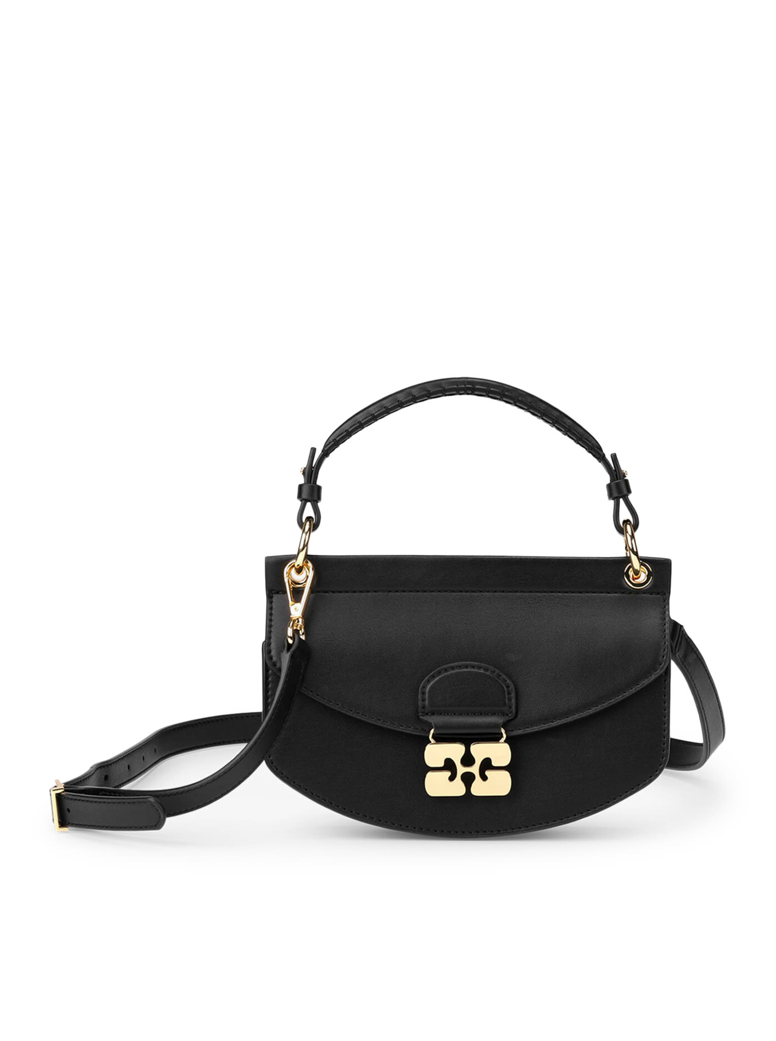 Shop Ganni Black Mini Top Handle Apo-g Bag