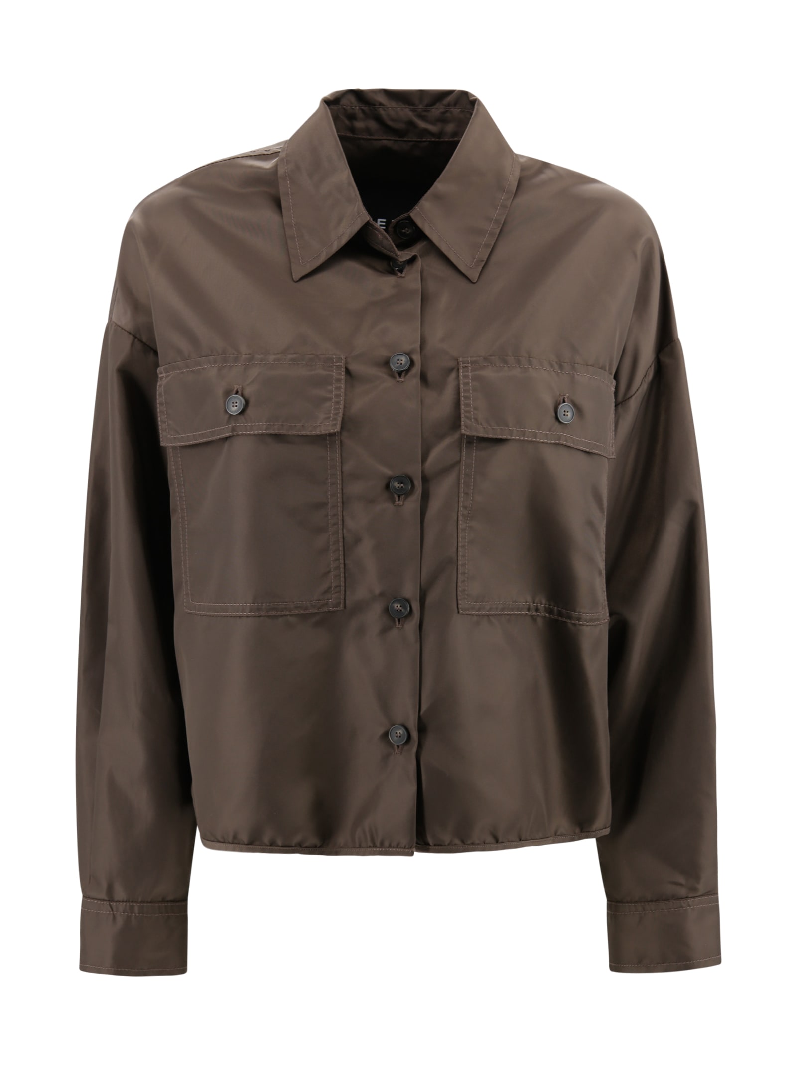 Weekend Max Mara Max Mara Weekend Short Waterproof Twill Jacket In Brown