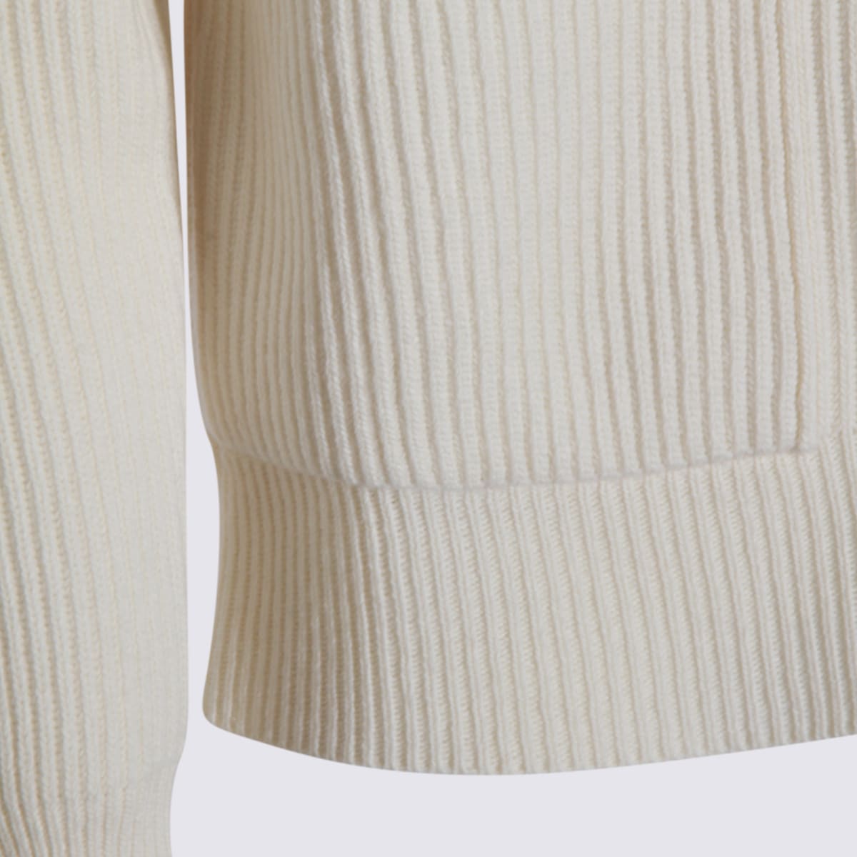 Lardini Crewneck Sweater With Front Pockets And Hood In Neutral